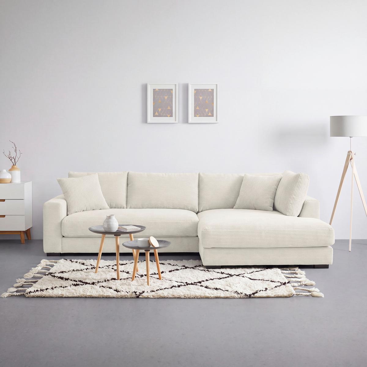 Ecksofa Pedro Creme - Creme/Schwarz, MODERN, Kunststoff/Textil (300/190cm) - Mömax