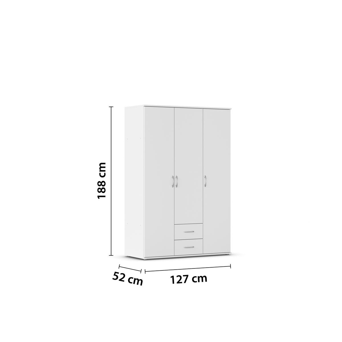 Ormar Za Odjeću Paul - bijela/boje aluminija, Konvencionalno, drvni materijal/plastika (127/188/52cm) - Modern Living
