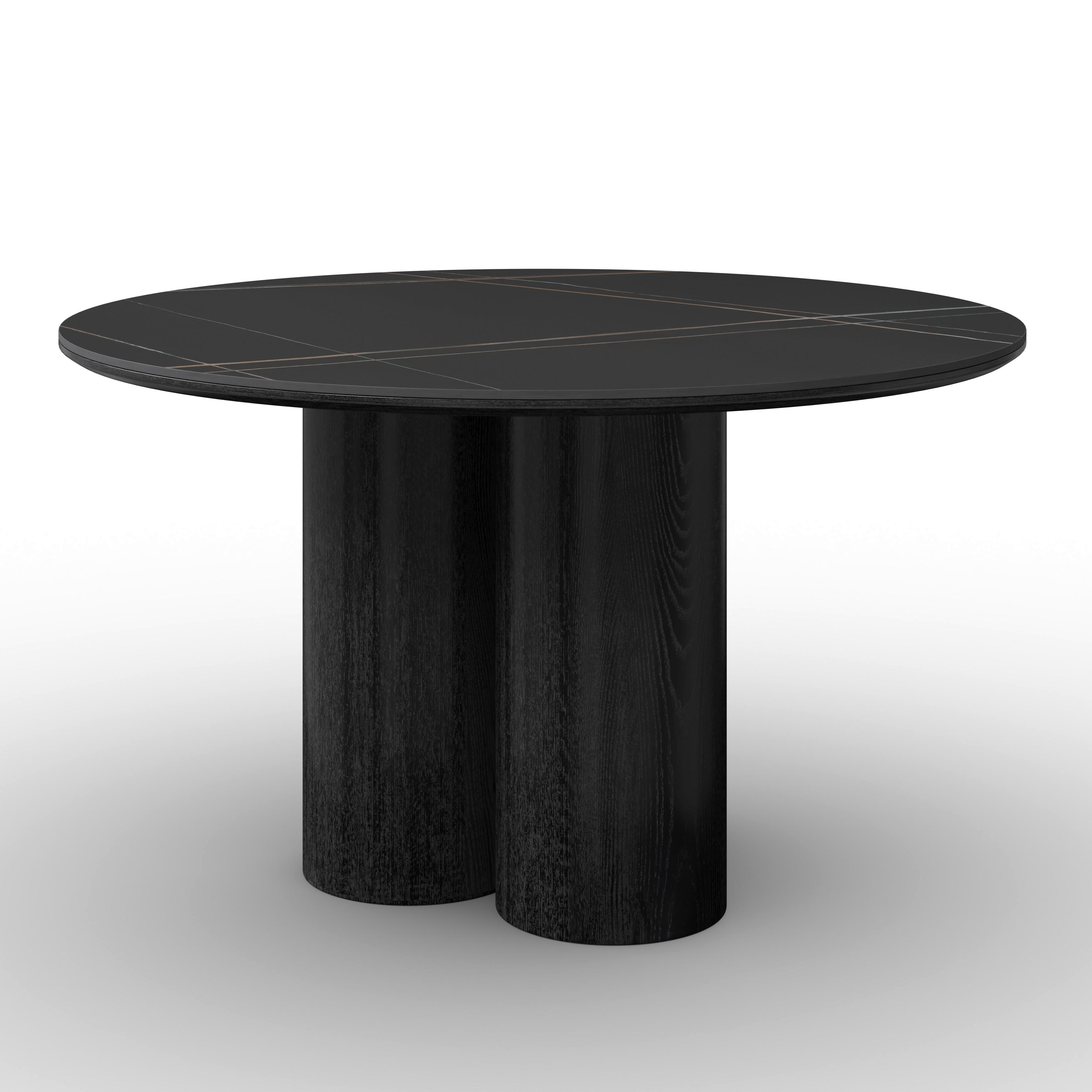 Jedilna Miza Kiano, Črna, Porcelan, Ø 130cm - črna, Moderno, leseni material/les (130/75cm) - Bessagi Home