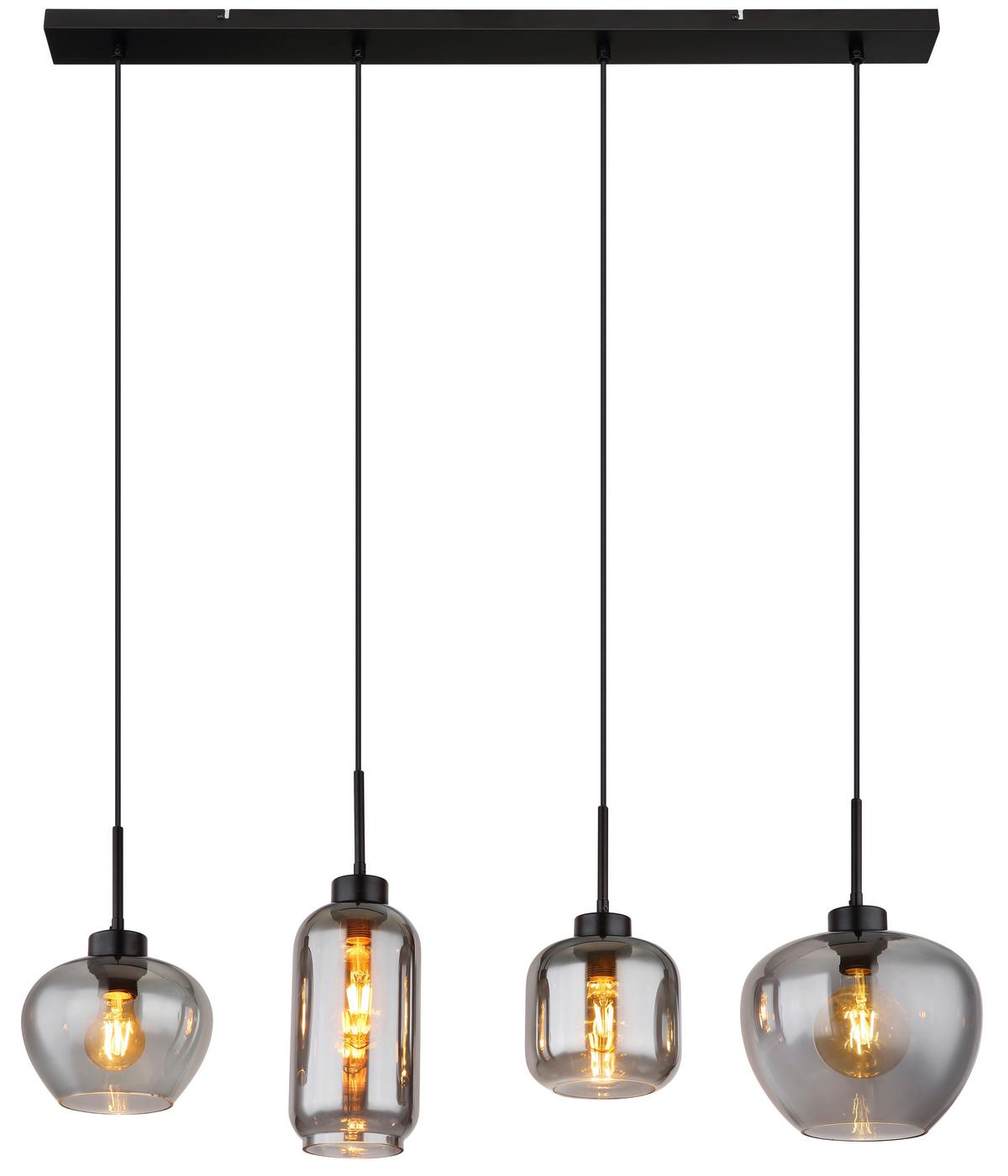 Hängeleuchte Matt Schwarz max. 40 Watt - Schwarz, Design, Glas/Kunststoff (99,5/24/120cm) - Globo