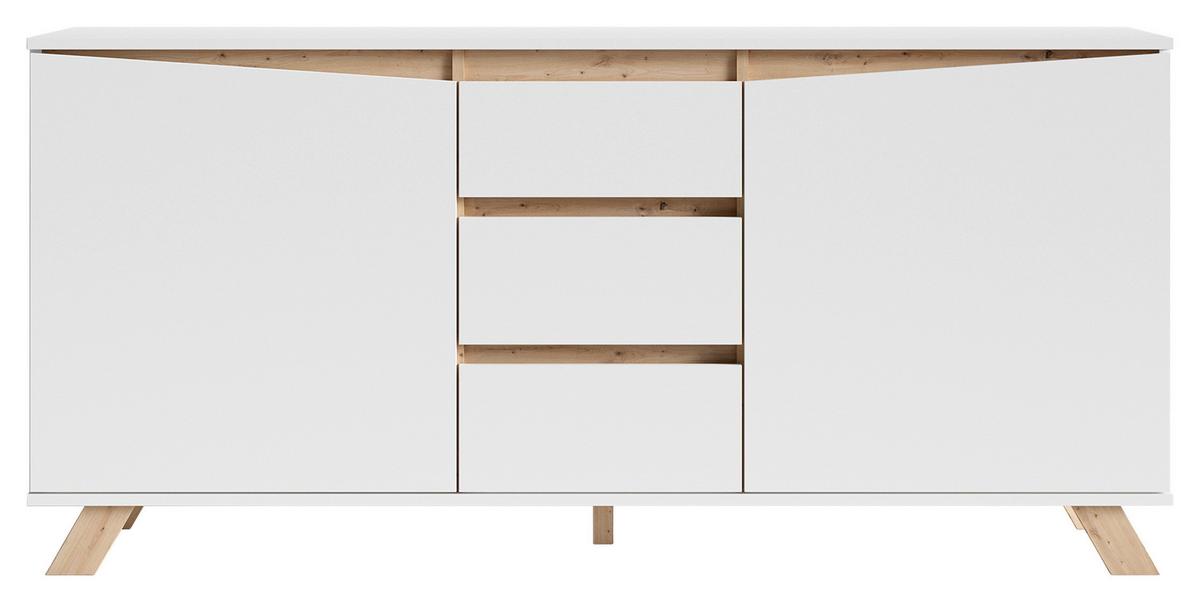 Sideboard B:160 cm Valentin 02 Weiß/Artisan Eiche Dekor - Weiß/Eiche Artisan, MODERN, Holzwerkstoff (160/76/38cm) - MID.YOU