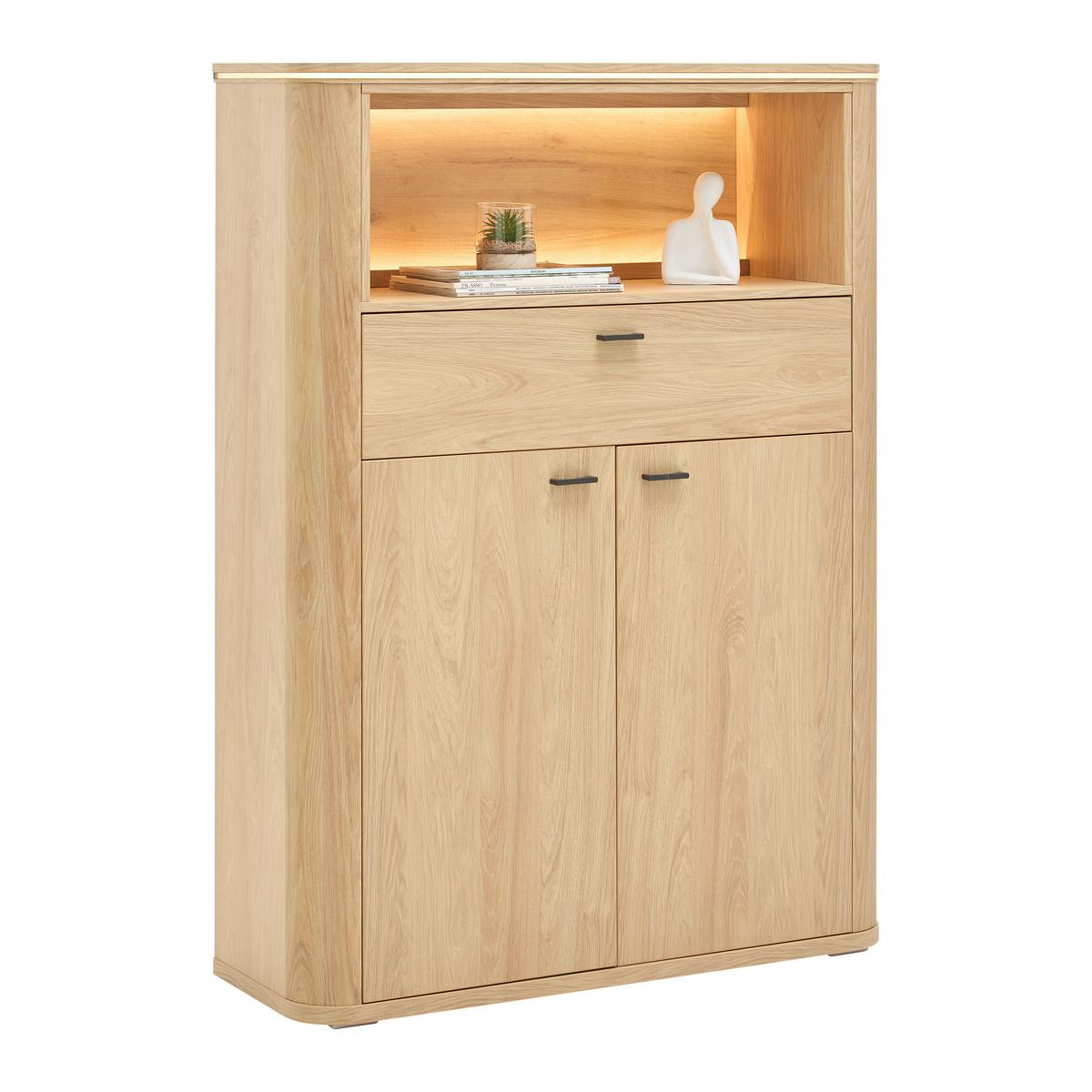 Highboard Lagos Eichefarben - Eichefarben/Anthrazit, Modern, Holzwerkstoff/Kunststoff (109,2/148,3/37,5cm) - Premium Living