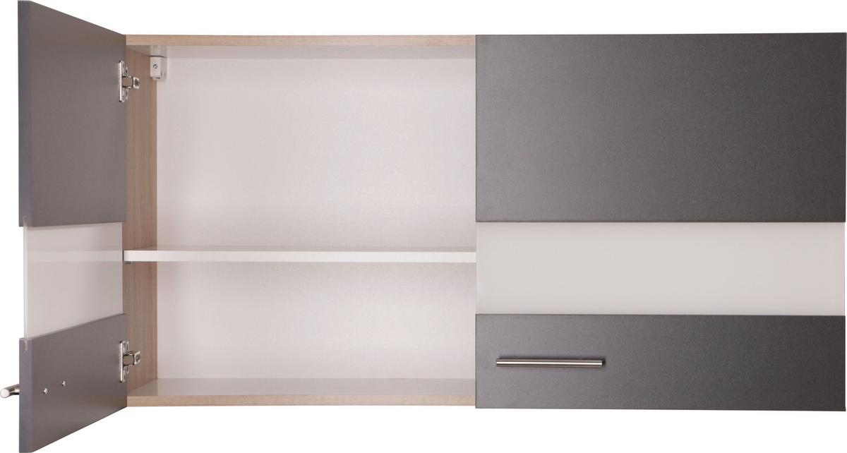 Kuhinjska Zgornja Omarica Merle, Barva Hrasta, Siva - srebrne barve/siva, Basics, kovina/steklo (110/56,1/34,6cm) - Respekta