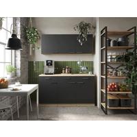 Majhna Kuhinja Merle, 150cm - srebrne barve/črna, Basics, kovina/leseni material (150cm) - Respekta