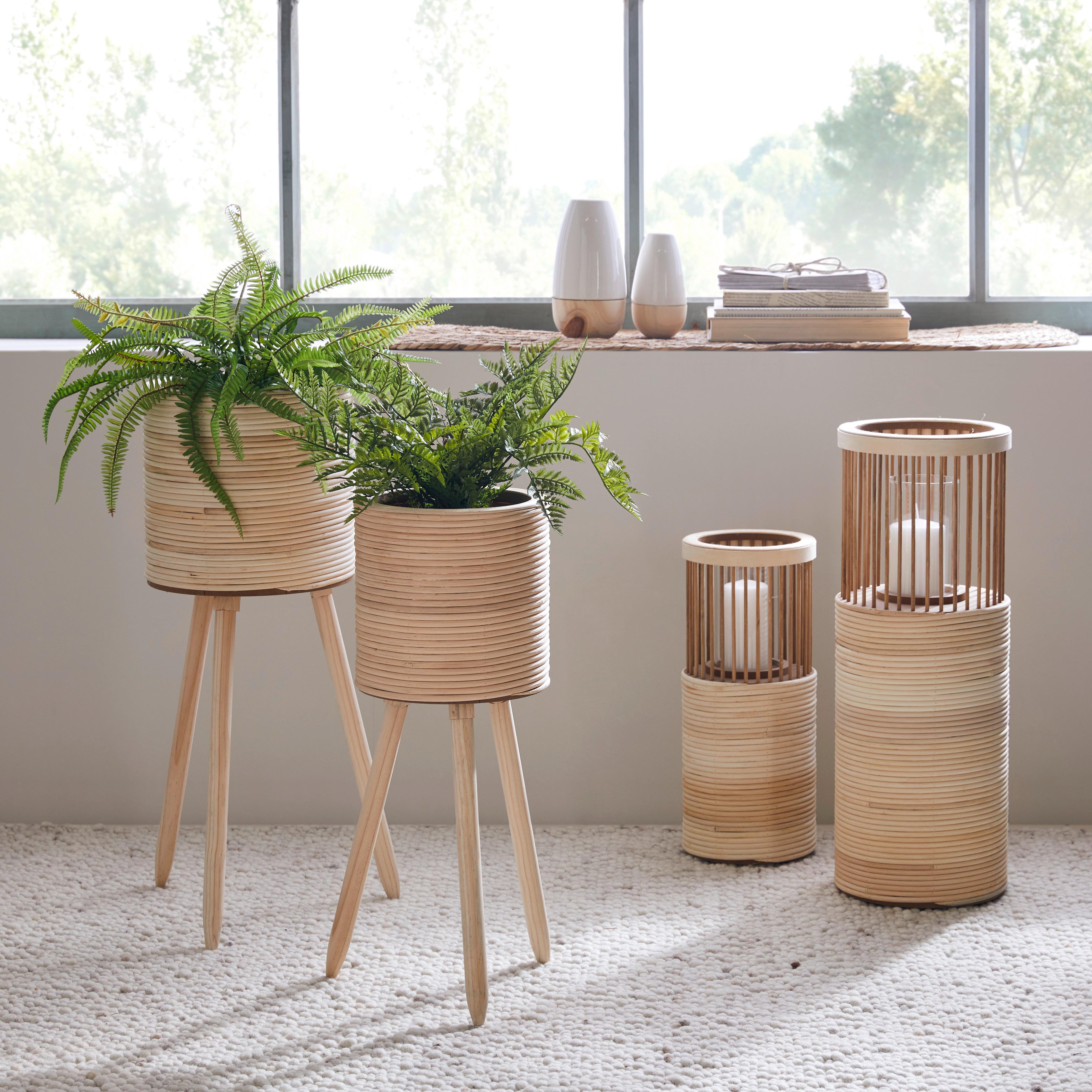 Kaspó Bamboo - natúr színű, fa (21,5/56cm) - Premium Living