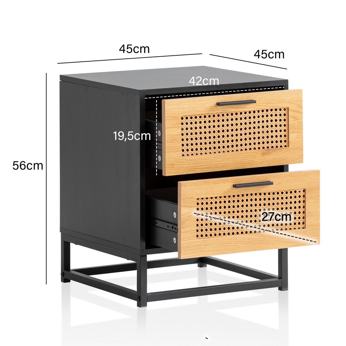 Nočna Omarica Wl6.829 - črna/rjava, Konvencionalno, kovina/leseni material (45/56/45cm) - Livetastic