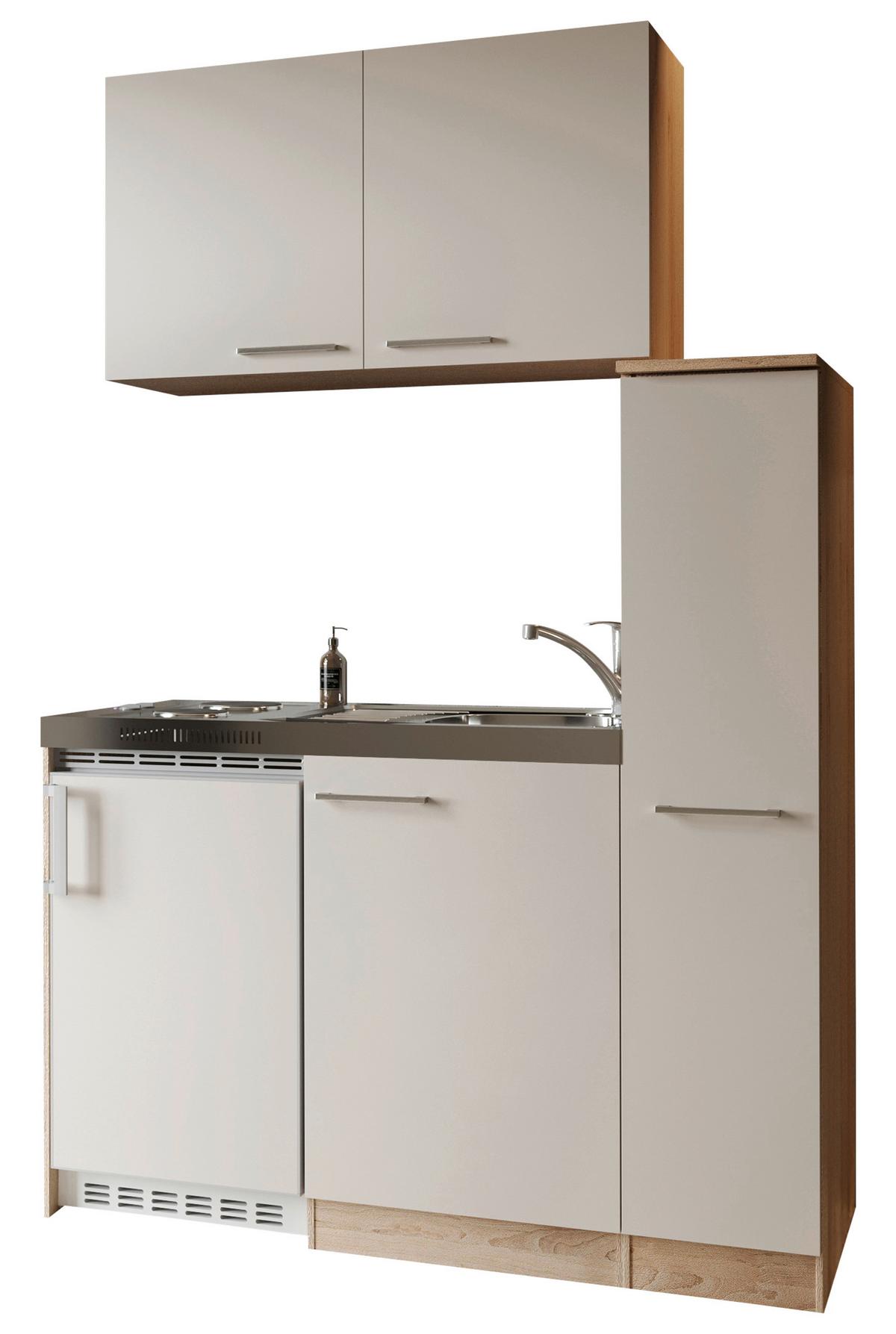 Miniküche Levin m. Geräten B: ca. 100cm Kaschmir - Kaschmir/Eichefarben, Trend, Holzwerkstoff/Kunststoff (130cm) - Respekta
