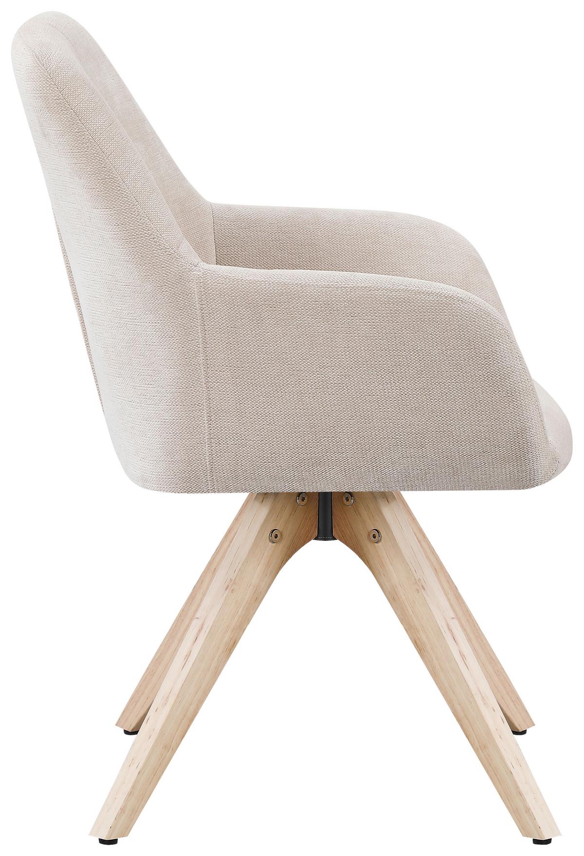 Naslanjač Woody, Bež, Vrtljiv - bež/naravne barve, Trend, tekstil/les (64/83/61cm)