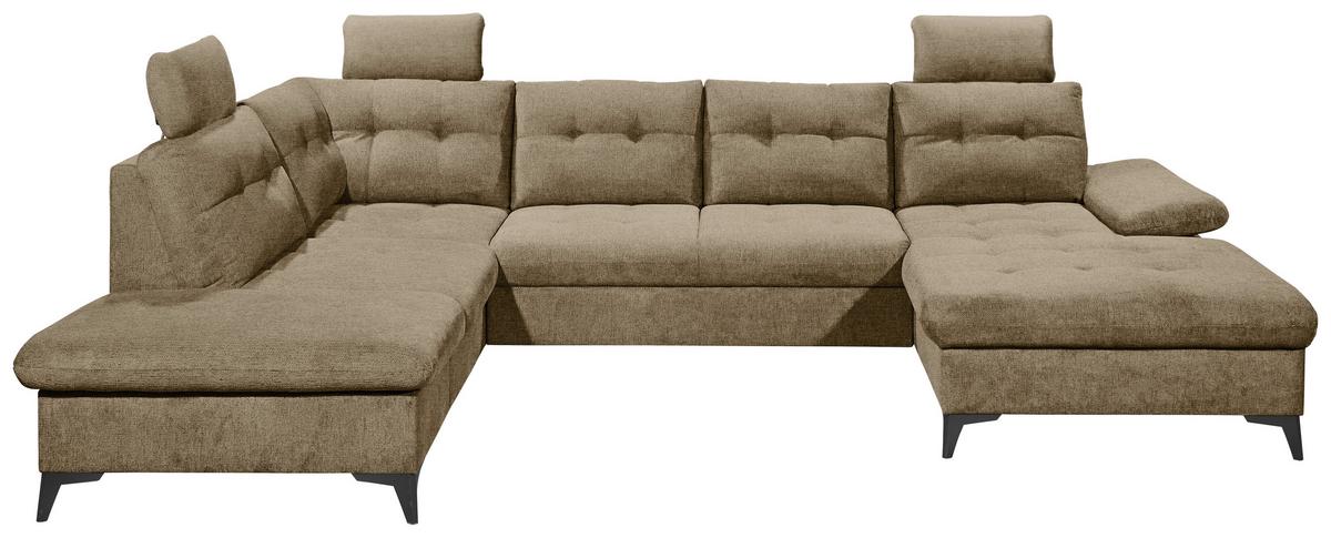 Wohnlandschaft Durban U ca. 218x324x170 cm Terracotta - Sandfarben/Schwarz, KONVENTIONELL, Kunststoff/Textil (218/324/170cm) - MID.YOU