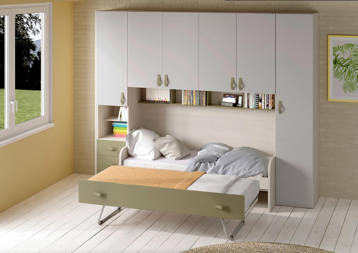 Dječja Soba Sephora - boje srebrnog hrasta/maslinasto zelena, Moderno, drvo/metal (290/238/95cm) - Modern Living