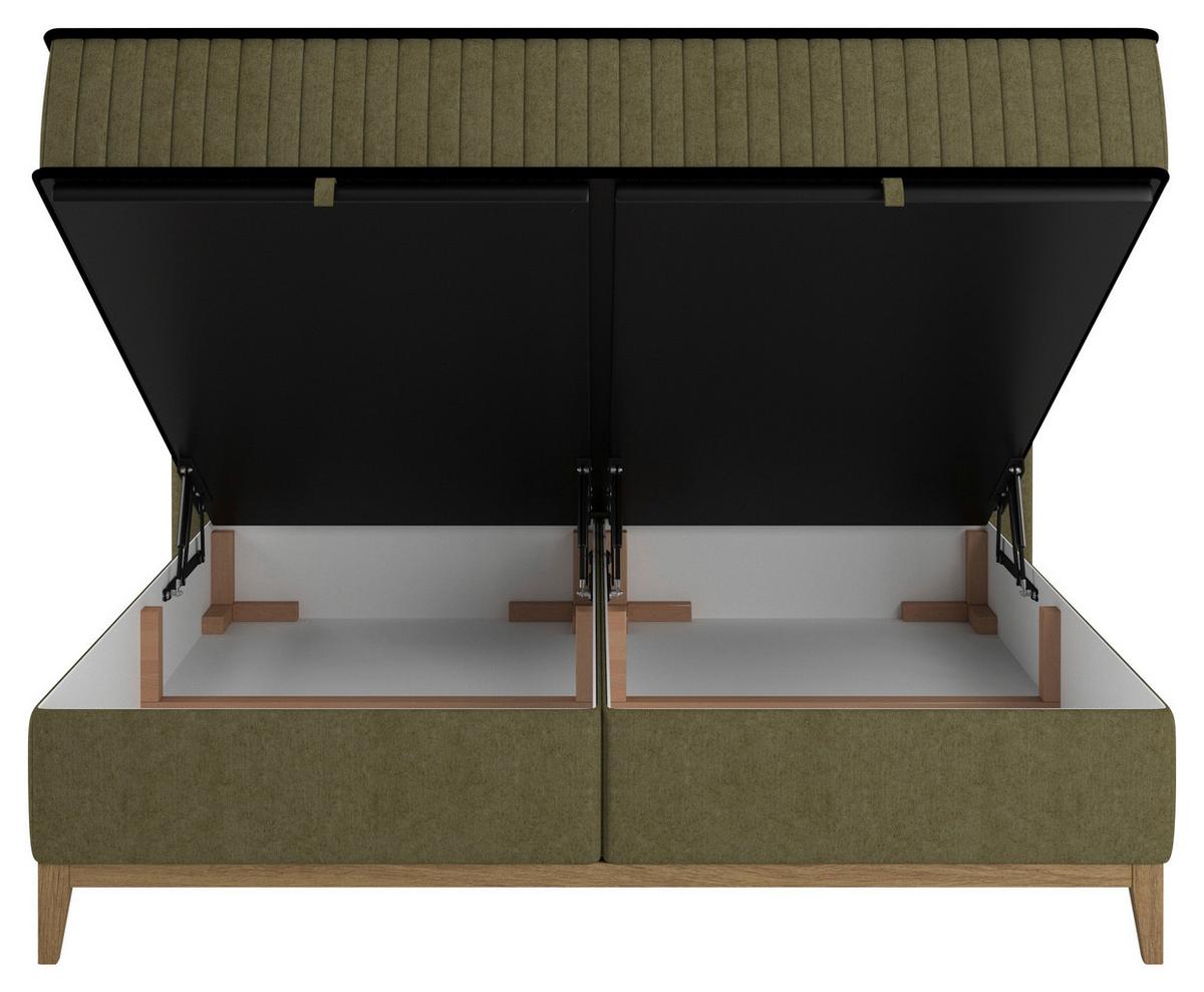 Bett Elena Olivgrün ca. 200x200cm - Olivgrün, KONVENTIONELL, Holz/Holzwerkstoff (200/200cm) - Sembella