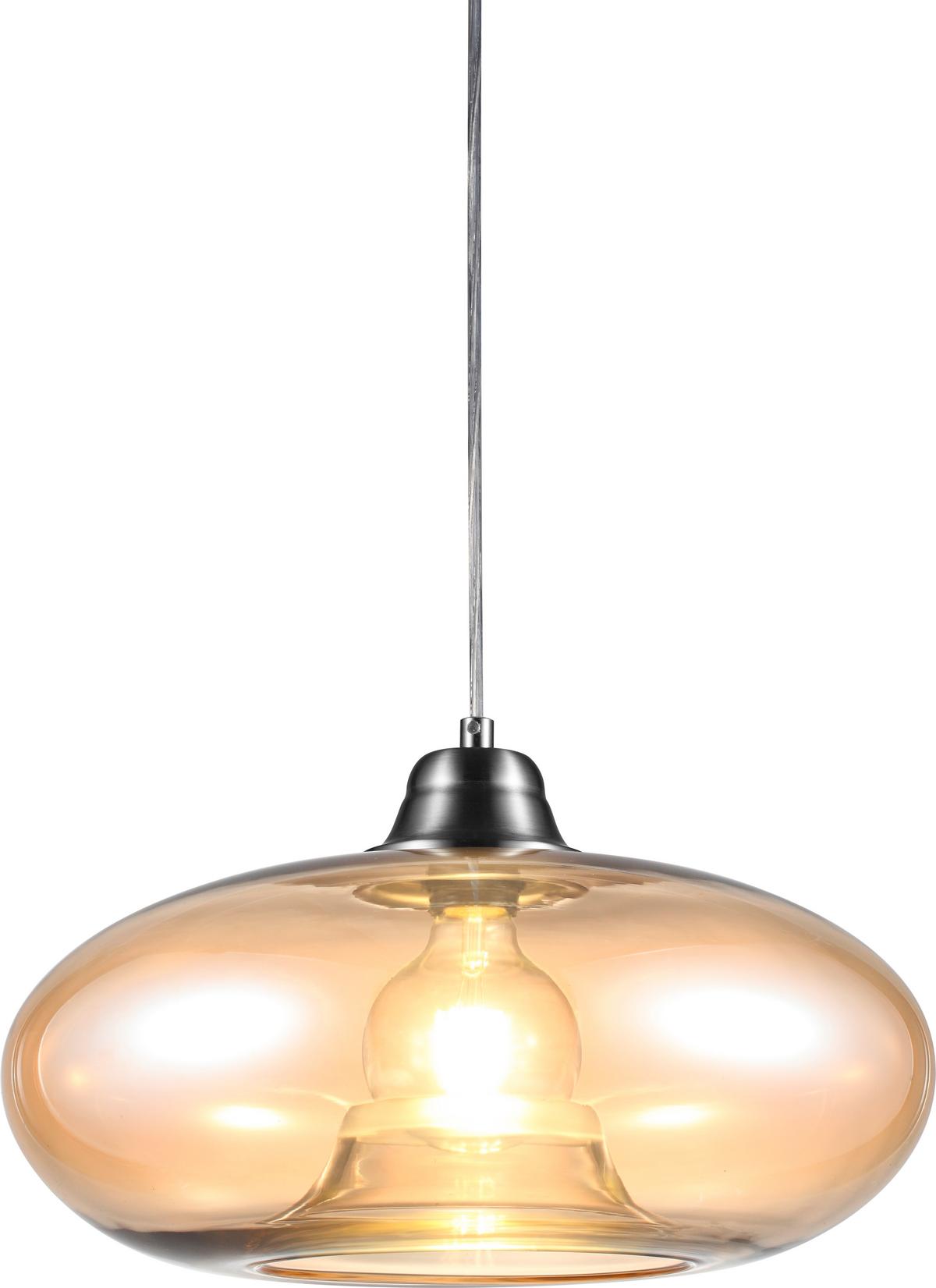 HÄNGELEUCHTE 30040123  LILLE - Orange/Nickelfarben, Konventionell, Glas/Metall (40/150cm) - Globo