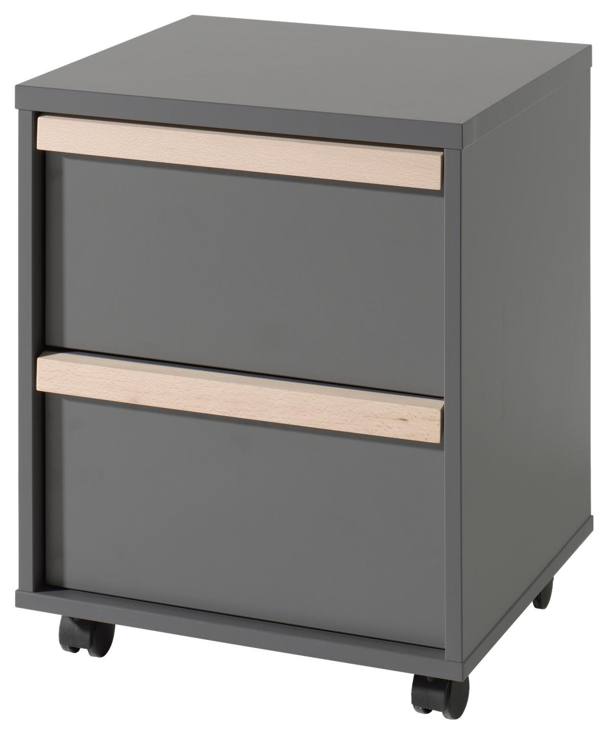 Rollcontainer London Anthrazit - Anthrazit/Buchefarben, MODERN, Holz/Holzwerkstoff (48,1/60/44cm) - Vipack