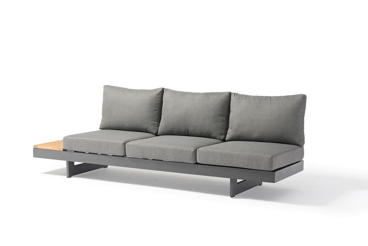 Loungegarnitur Molise Anthrazit 4-tlg. - Anthrazit/Akaziefarben, Basics, Holz/Metall (245/70/78cm) - Gardenson