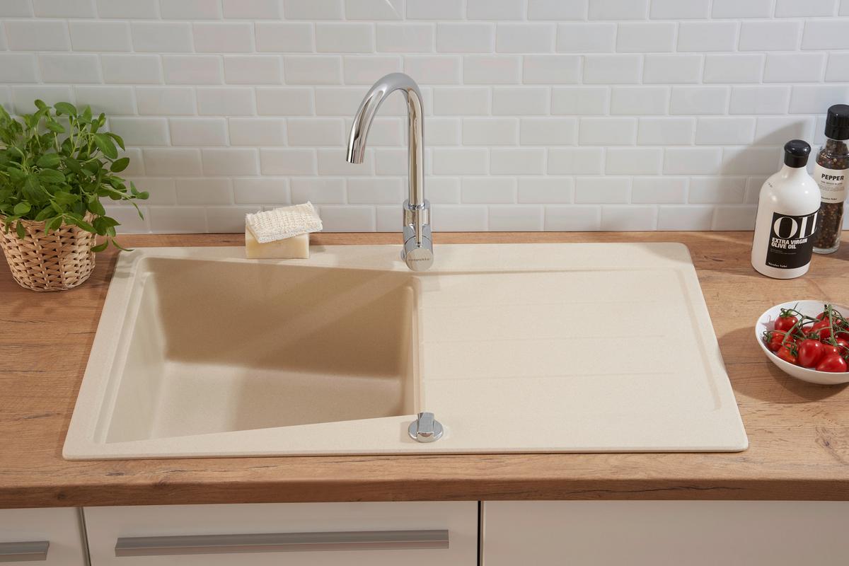 Granitspüle Seattle ca. 86x20x50 cm Beige - Beige, Trend, Stein (86/20/50cm) - Respekta