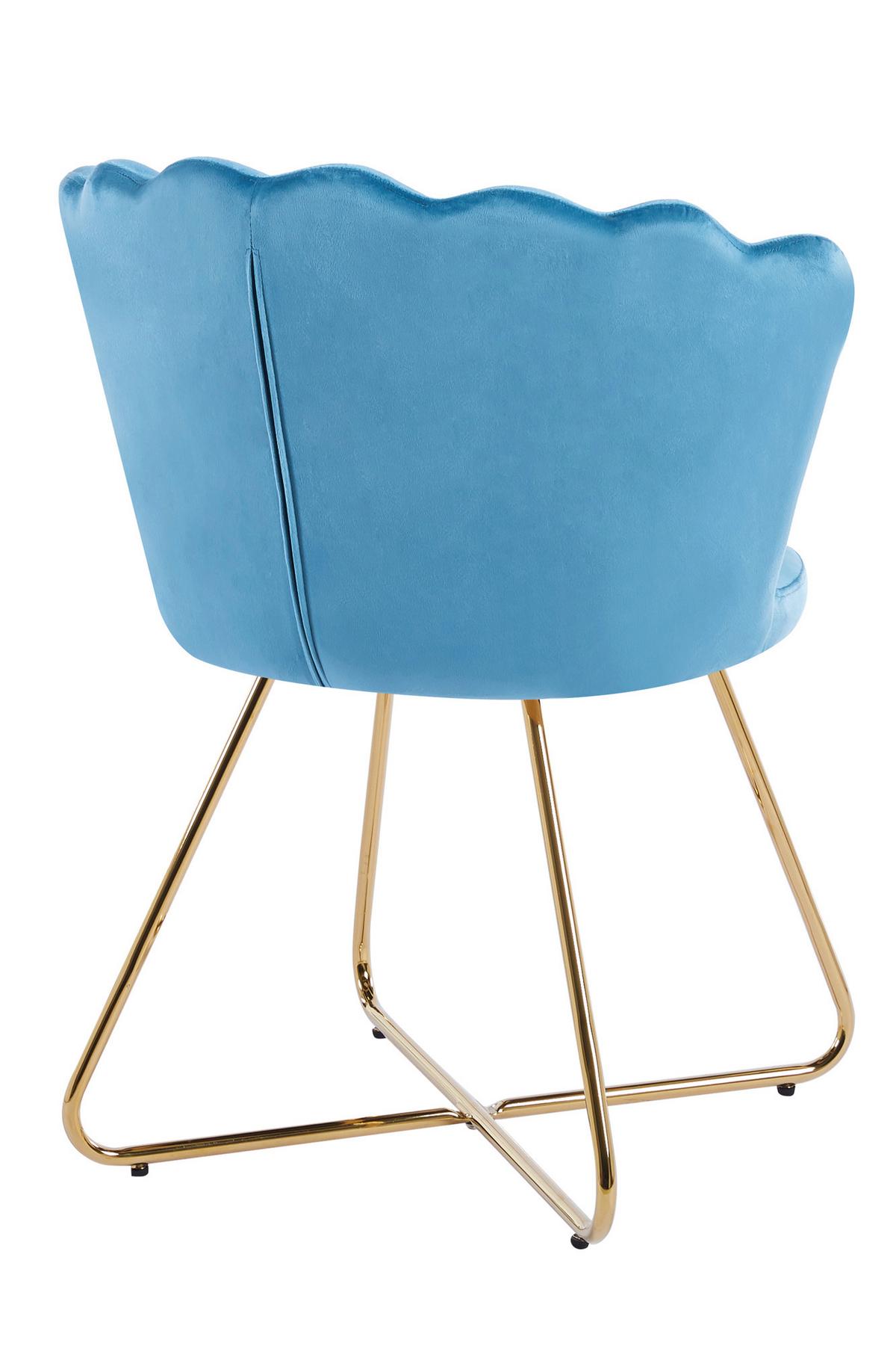 Set Stolov Samt, Modra, 2-Delni - zlate barve/modra, Moderno, kovina/tekstil (69,5/85/66cm) - Livetastic