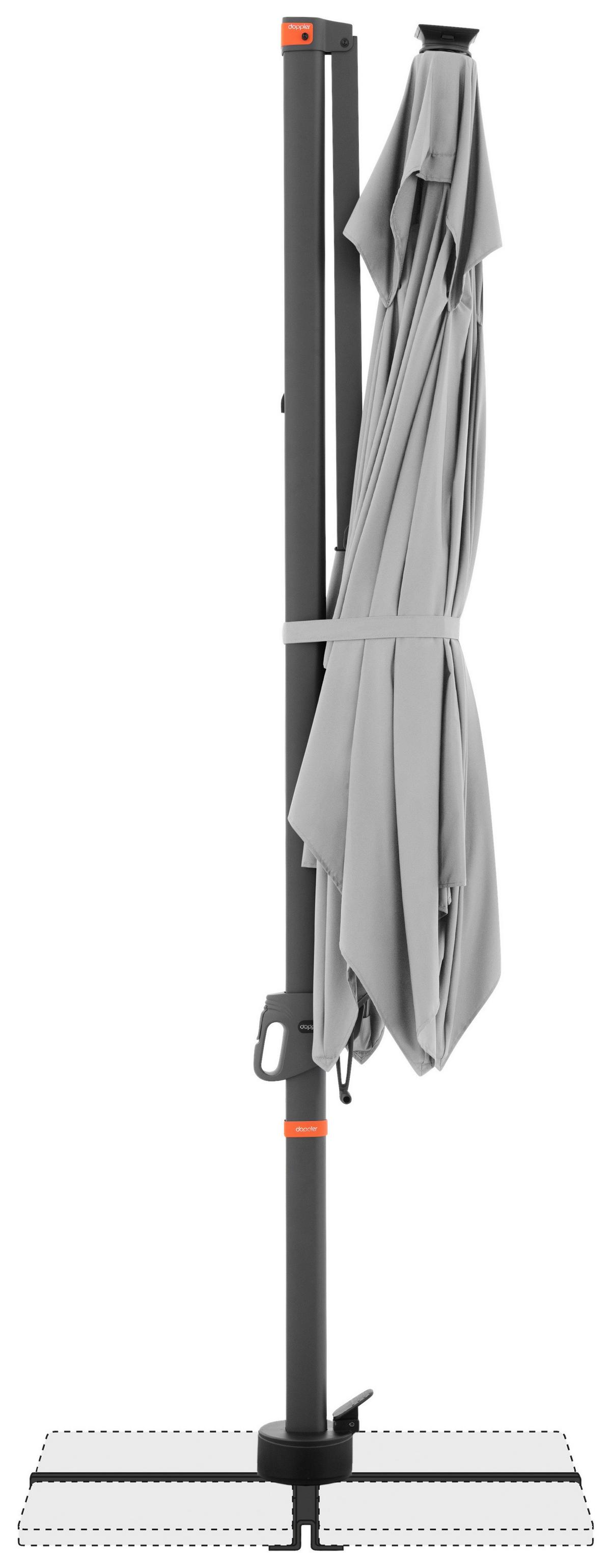 Ampelschirm Myzone Led Hellgrau ca. 300x220cm - Anthrazit/Hellgrau, Basics, Textil/Metall (300/220cm) - Doppler