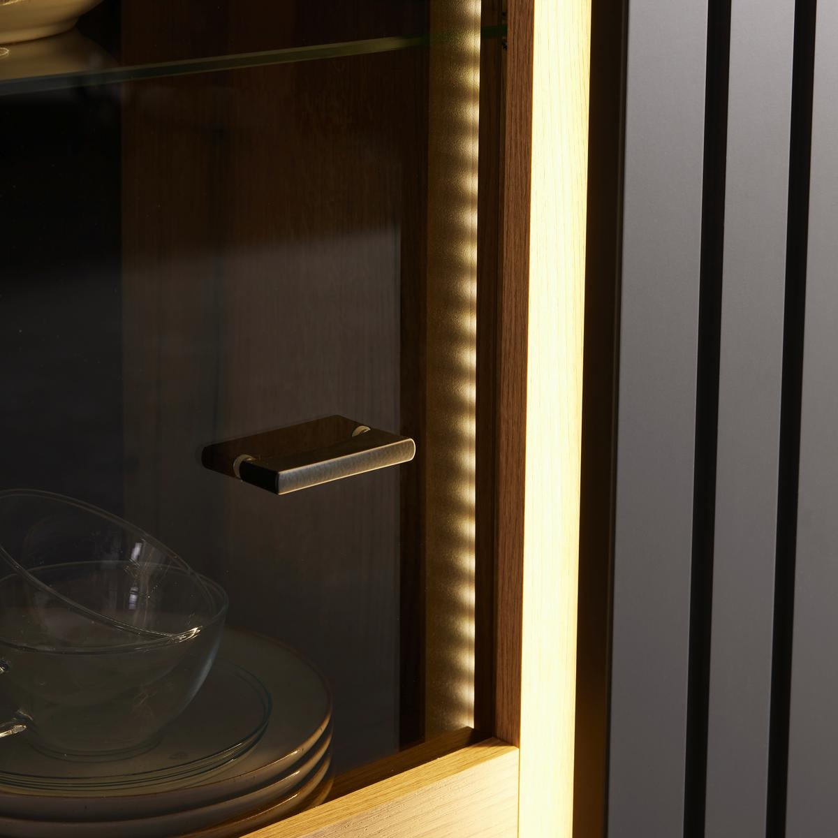 Vitrine Verdana in Eiche/Grau - MODERN, Glas/Holzwerkstoff (93,6/152/44,8cm) - Mömax