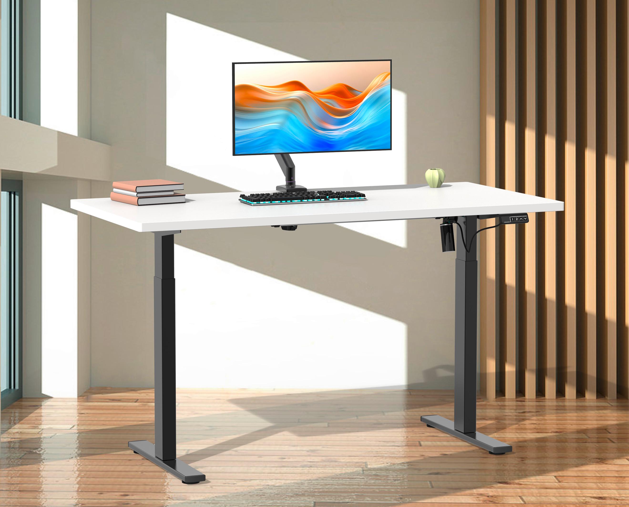 SCHREIBTISCH E-LONA - Weiss/Silberfarben, Design, Holzwerkstoff/Metall (110/71/80cm) - MID.YOU