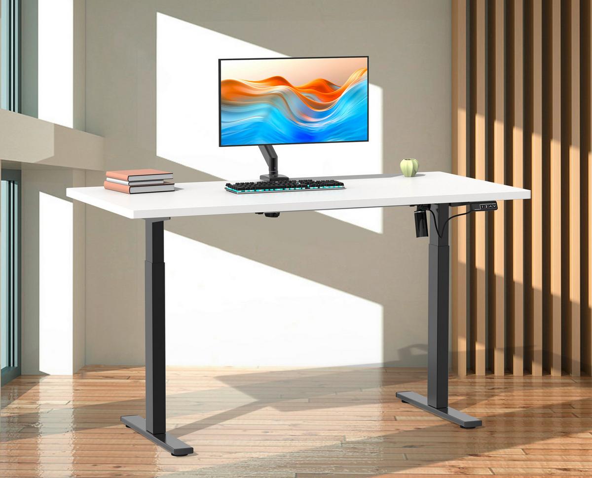 Dvižna Miza E-lona, Bela, Črna, 160x80cm - srebrne barve/črna, Design, kovina/leseni material (160/80/71cm) - MID.YOU