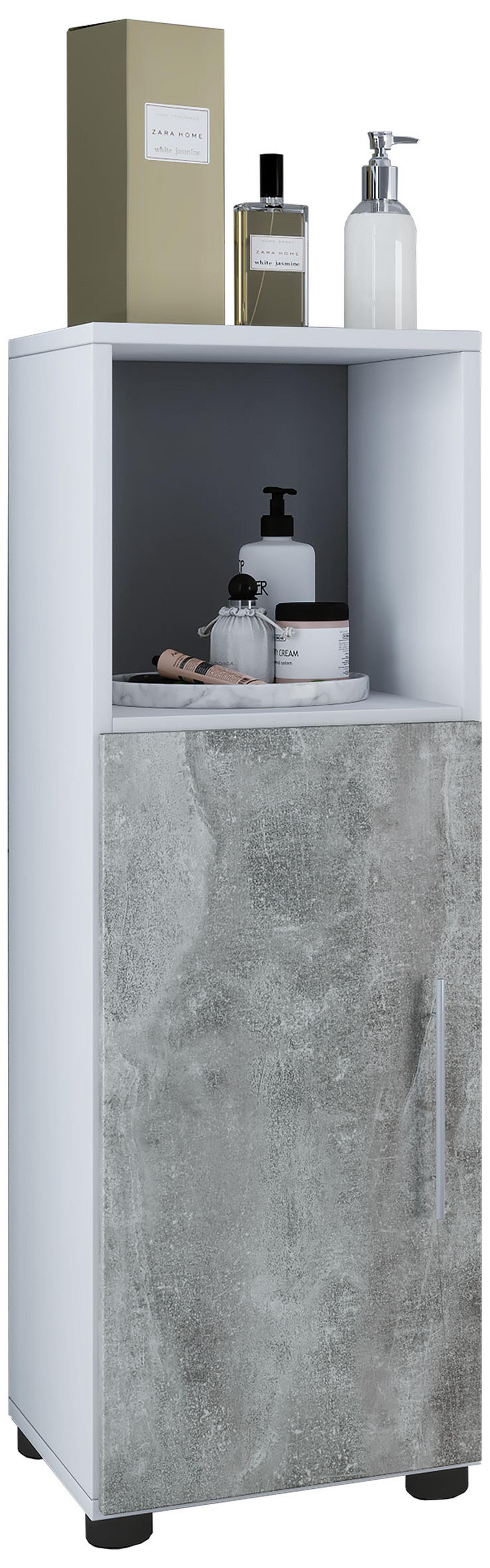 Unterschrank Flandu ca. 31x93 cm Beton/Weiß - Silberfarben/Schwarz, Basics, Holzwerkstoff/Kunststoff (31/93/30cm) - MID.YOU
