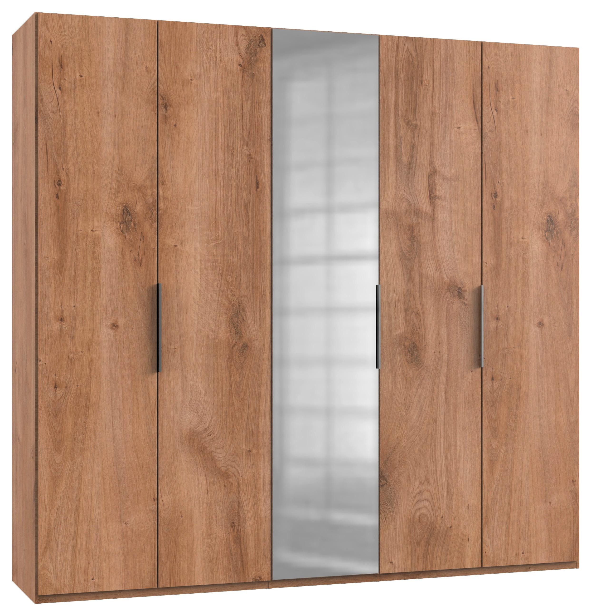 Drehtürenschrank Level 36A mit Spiegel ca. 250 cm Eiche Dekor - Chromfarben/Eichefarben, MODERN, Holzwerkstoff (250/236/58cm) - MID.YOU