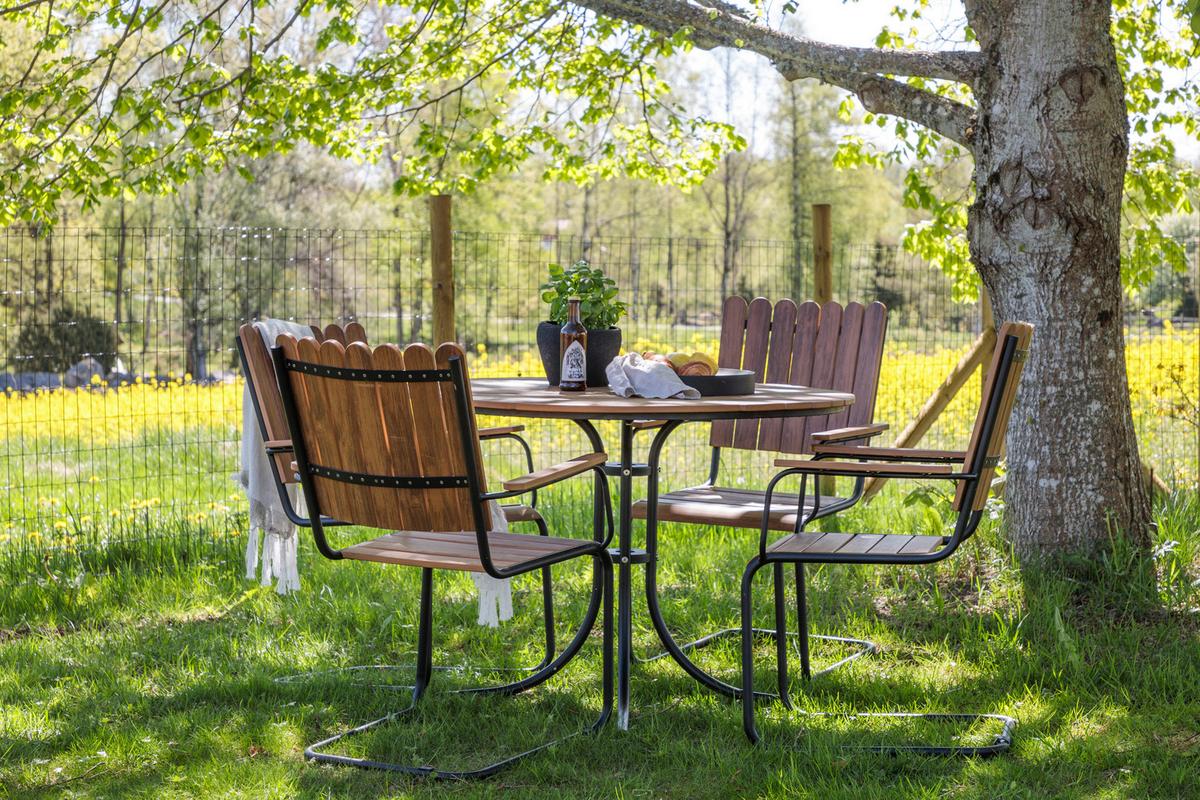 GARTENTISCHGRUPPE HOLMSUND - Schwarz, KONVENTIONELL, Metall - Gardenson