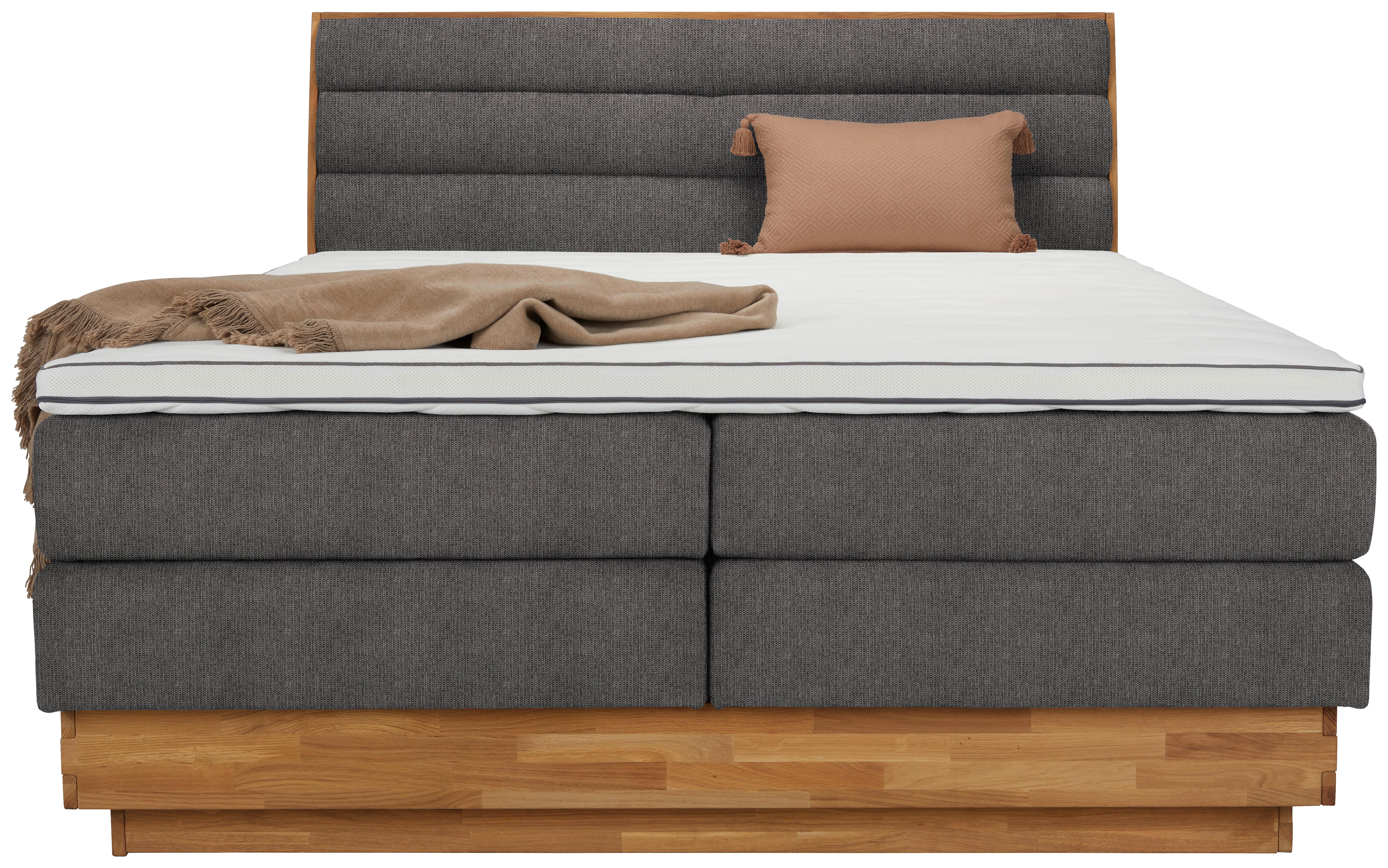 Boxspringbett Marissa in Graphitfarben ca. 180x200cm - Graphitfarben, KONVENTIONELL, Holz/Kunststoff (180/200cm) - Premium Living