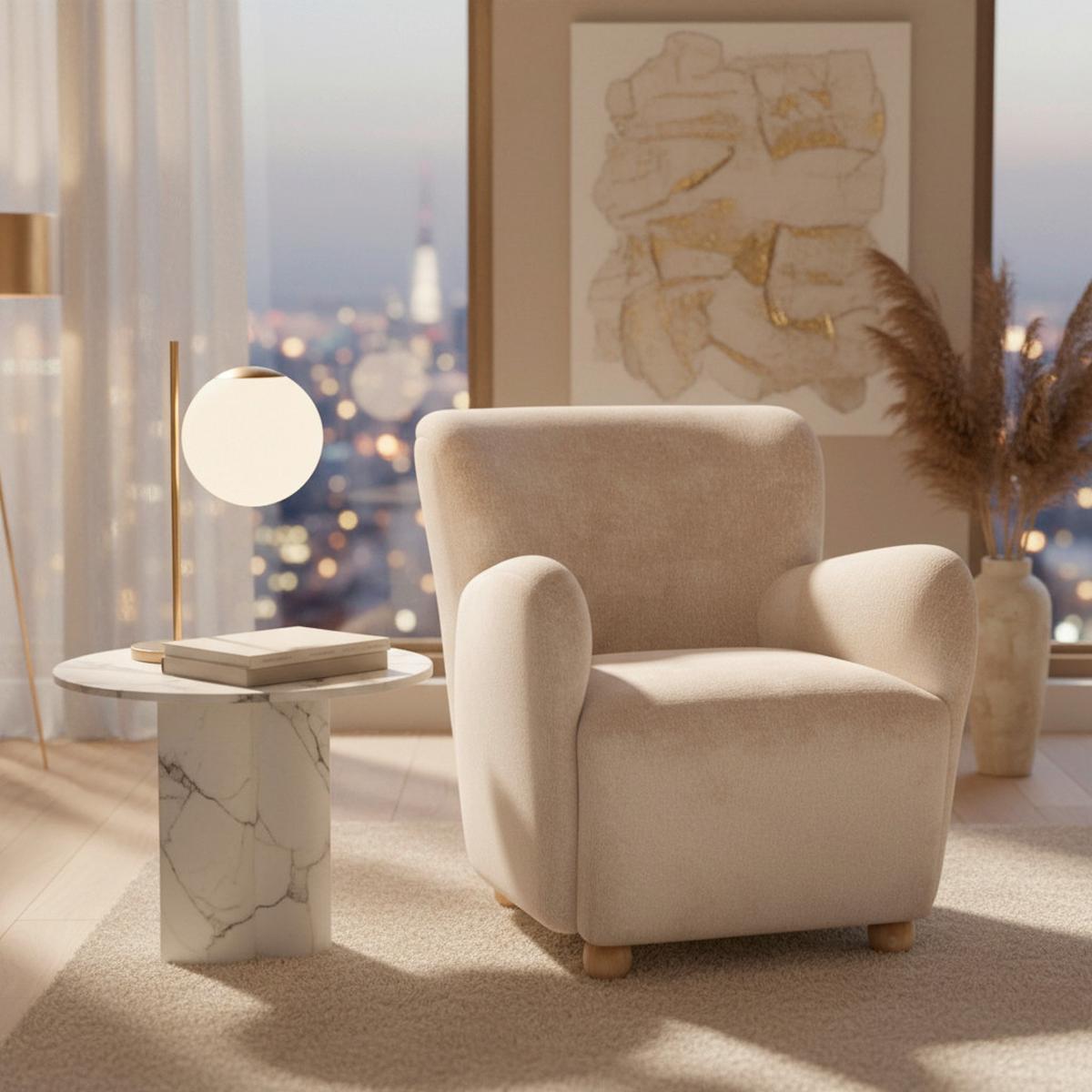 Relax Fotel Lea - bézs, Modern, textil/fa (76/85/84cm)