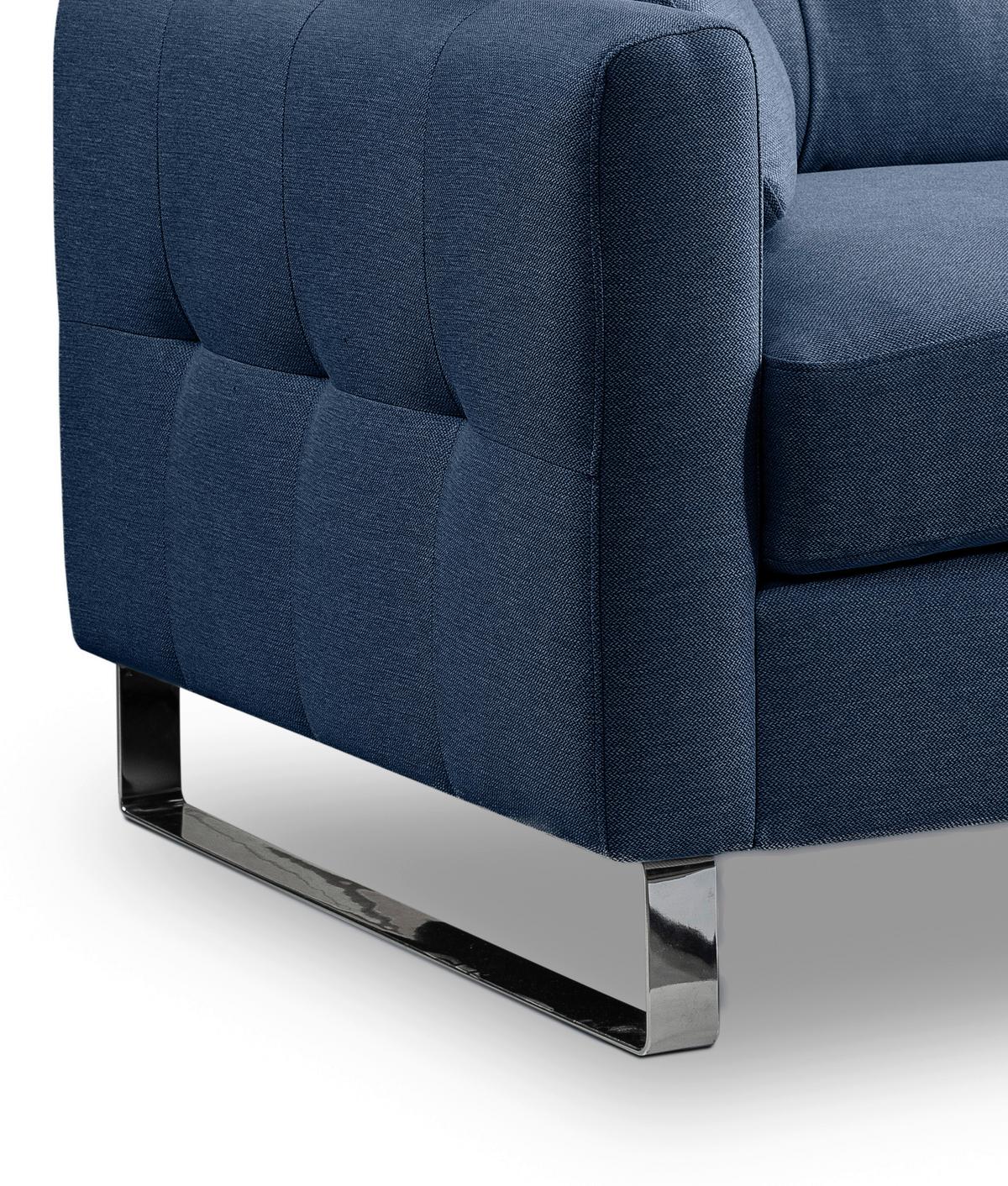 2-Sitzer-Sofa Hera Dunkelblau - Chromfarben/Dunkelblau, Basics, Holz/Textil (172/92/94cm) - MID.YOU