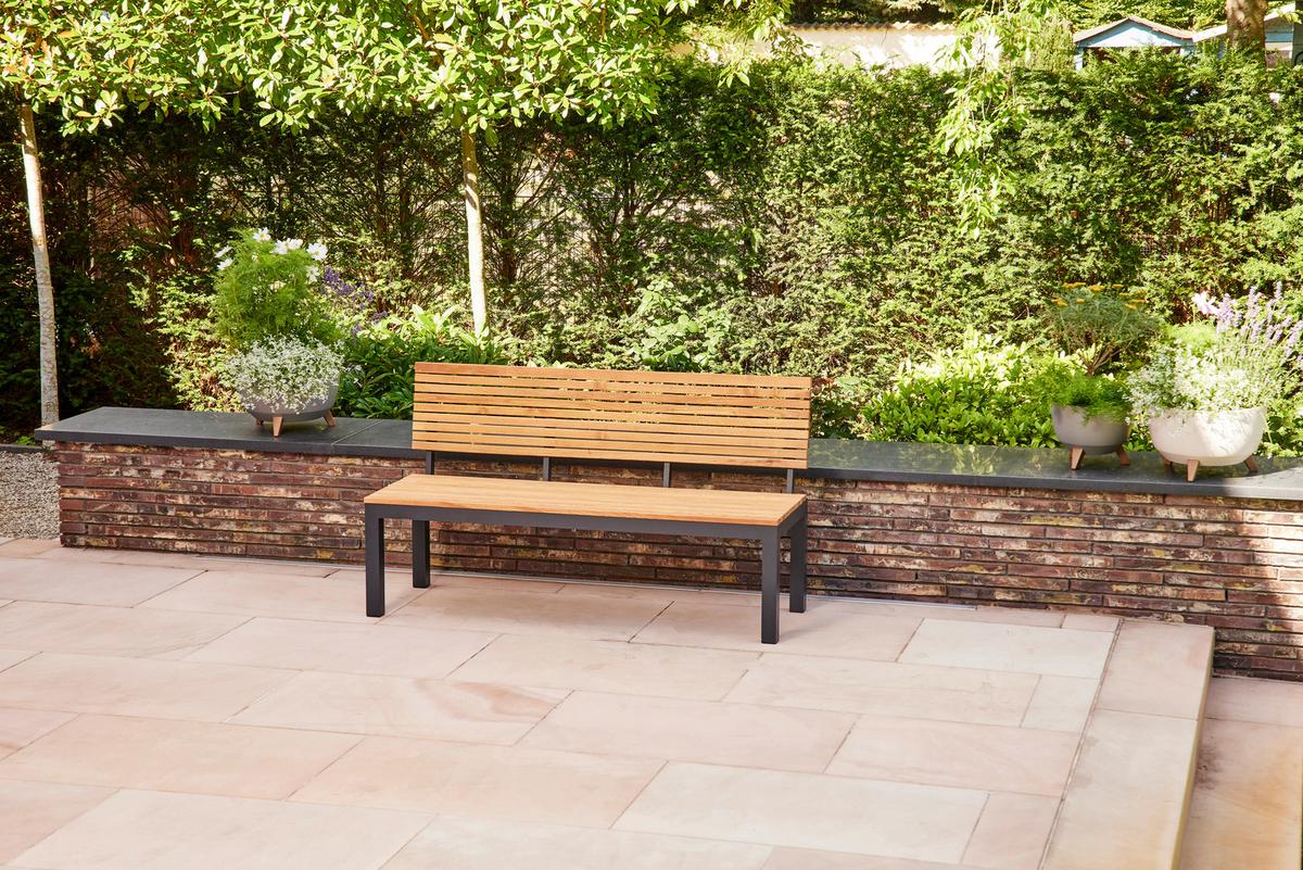 GARTENBANK N86393 - Anthrazit/Robinienfarben, KONVENTIONELL, Holz/Metall (146/84/57,5cm) - Siena Garden