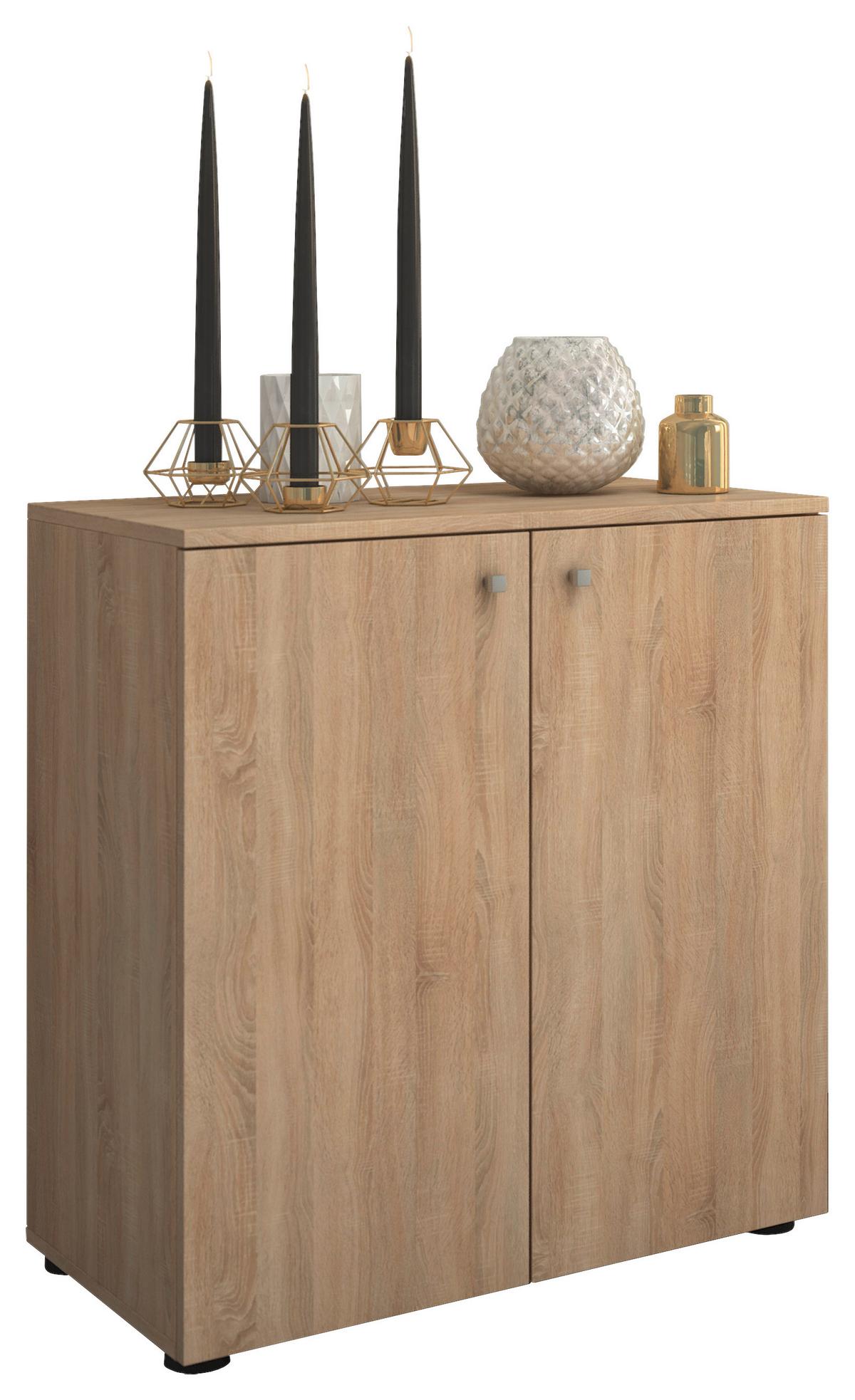 Kommode Vandol Mini ca. 70x70x39 cm Eichefarben - Silberfarben/Schwarz, Basics, Holzwerkstoff/Kunststoff (70/74/40cm) - MID.YOU