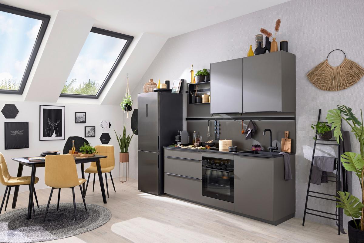 Küchenblock Laser in Vulkangrau - Grau, MODERN, Holzwerkstoff (212cm) - Nobilia