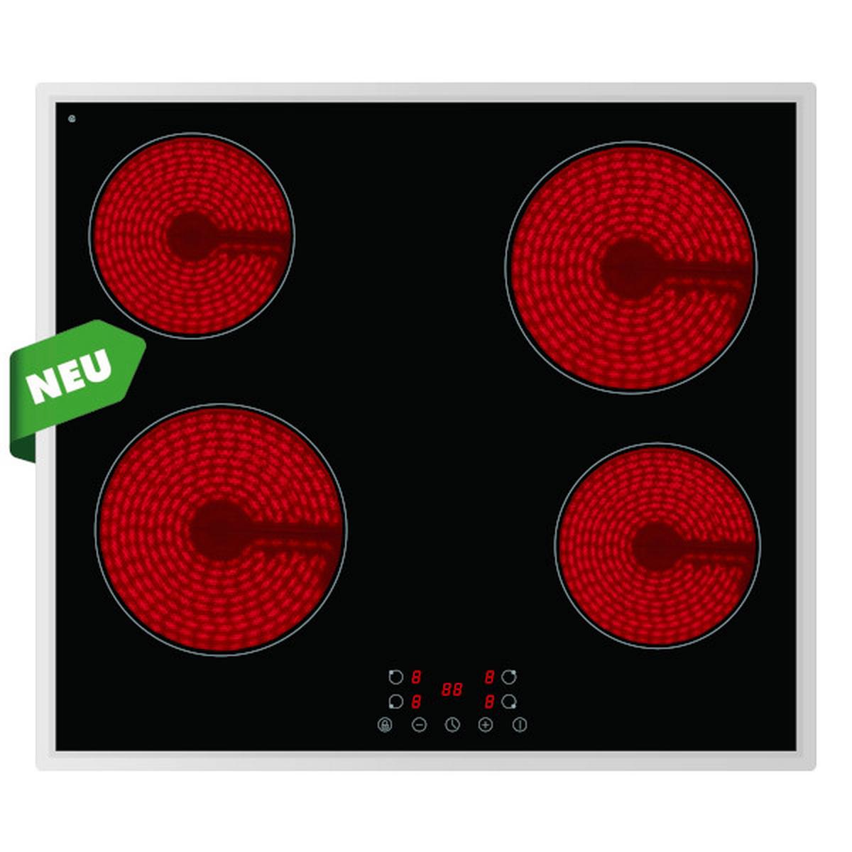 Glaskeramikkochfeld EB-C4G Schwarz - Edelstahlfarben/Schwarz, Trend, Glas/Metall (59/5/52cm) - PKM