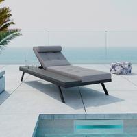 Gartenliege Avolina Hellgrau Metall/Outdoorstoff - Hellgrau, MODERN, Kunststoff/Textil (199/86/40cm) - Bessagi Garden