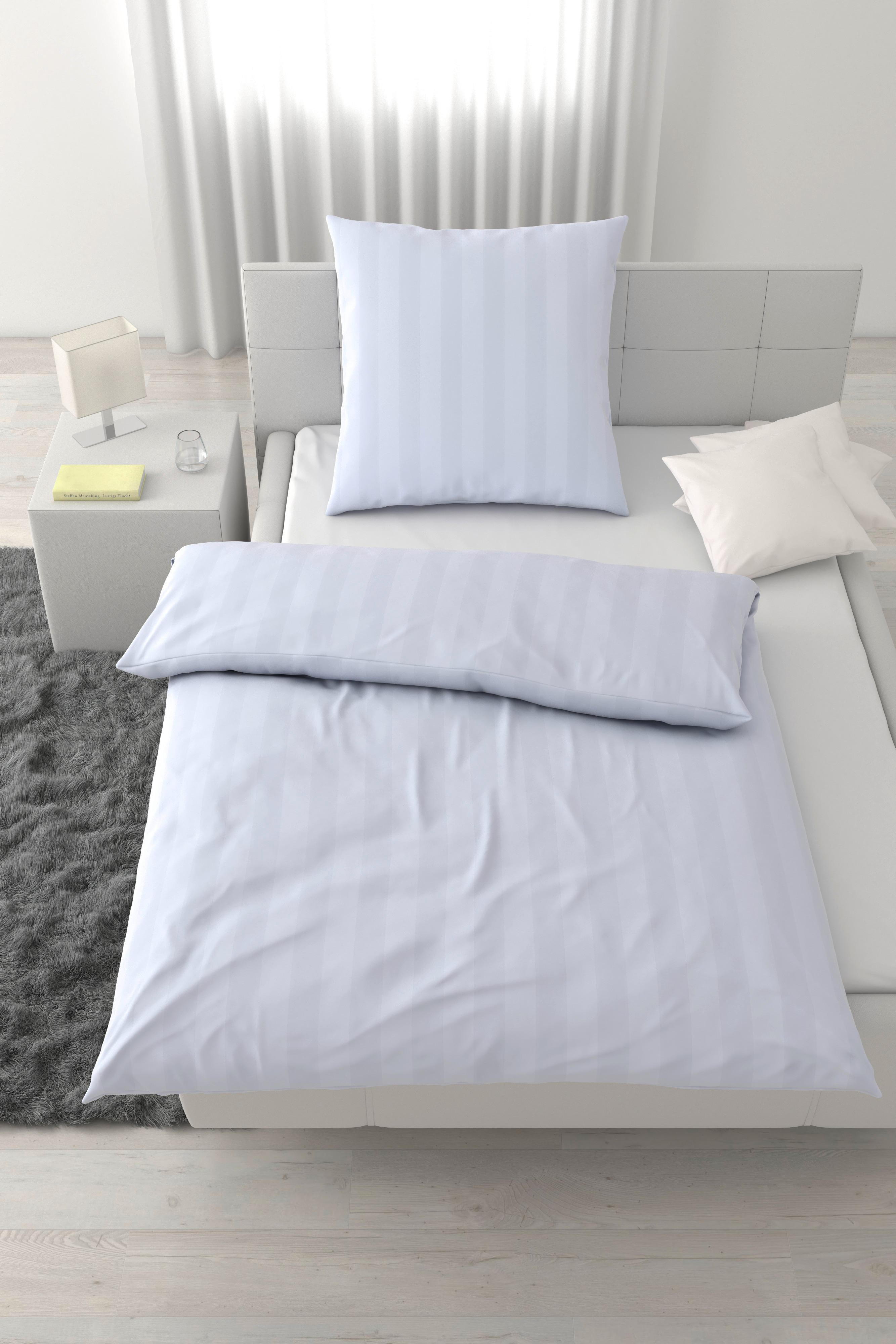 Bettwäsche Xenia Streif Weiß ca. 135x200cm - Weiß, MODERN, Textil (135/200cm) - Premium Living