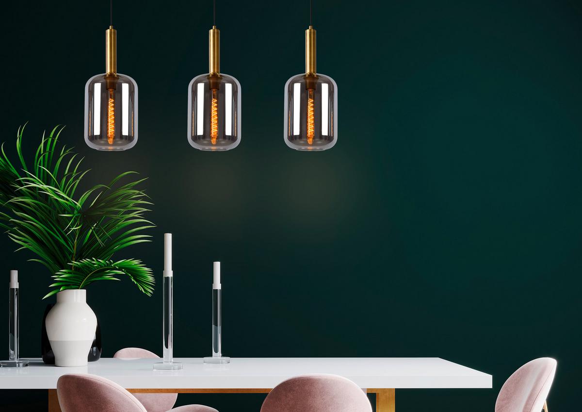 LAMPA WISZĄCA 45494/03/65 JOANET - jasnoszary, Design, szkło (110/22/150cm) - Lucide