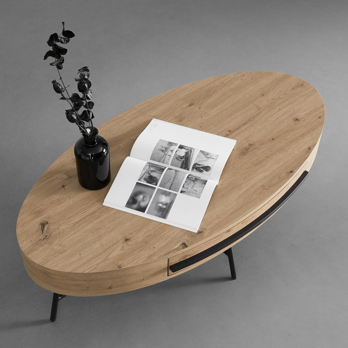 Klubska Miza Emilia, Barva Hrasta, 120x60 - črna/barve hrasta, Moderno, kovina (120/60/40cm) - Bessagi Home