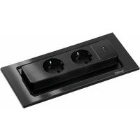 Steckdosenelement 105337 Schwarz - Schwarz, Glas/Kunststoff (22,5/5,3/10,5cm) - HKT