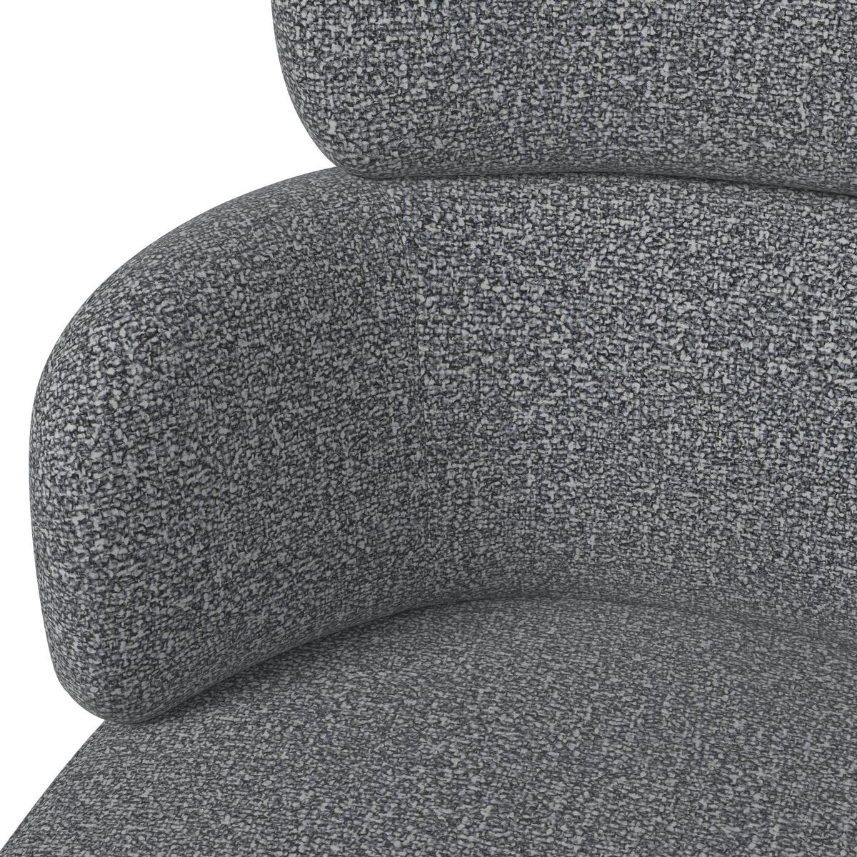 Armlehnstuhl Karo Grau Webstoff Drehbar Gepolstert - Schwarz/Grau, MODERN, Textil/Metall (58/88/65cm) - Bessagi Home