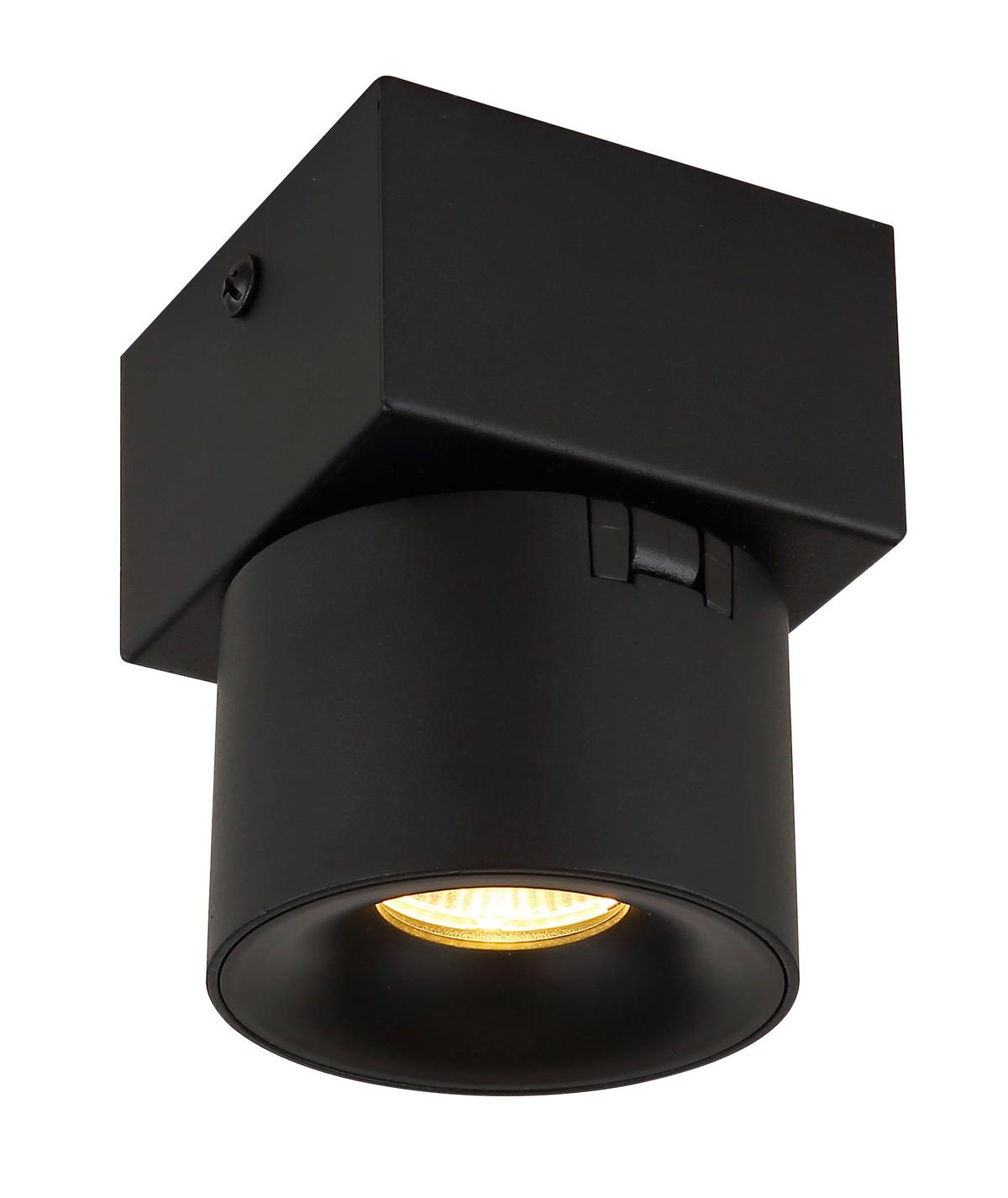 LED-Strahler Rae Schwarz max. 6 Watt - Transparent/Schwarz, Design, Kunststoff/Metall (7,2/9,5cm) - Globo