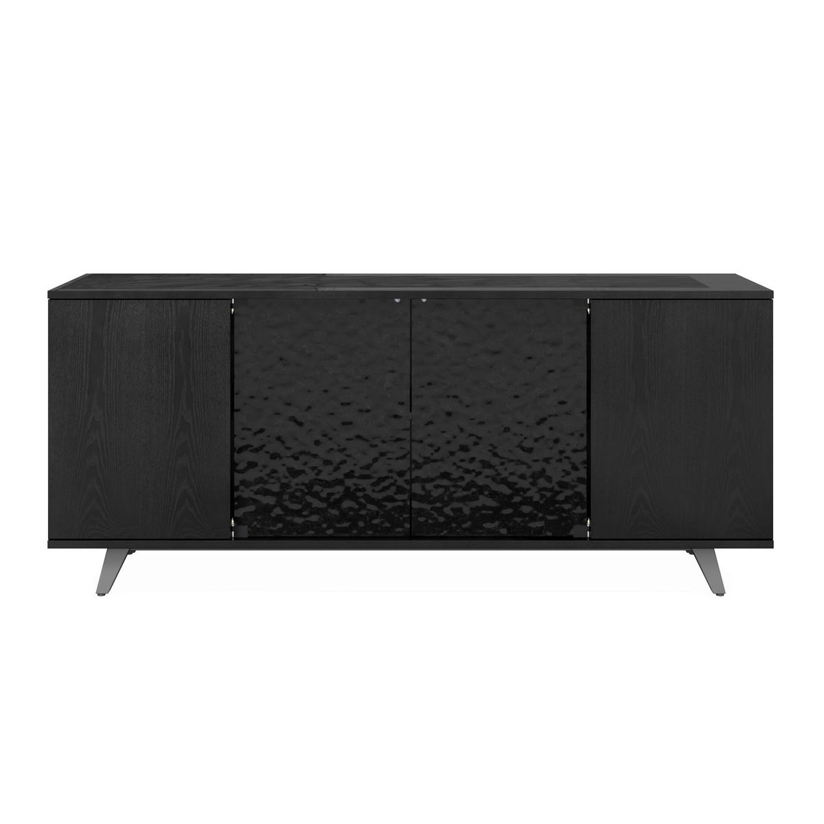 Sideboard Zelia Holz/Glas Schwarz - Schwarz, MODERN, Glas/Holz (180/77/45cm) - Bessagi Home