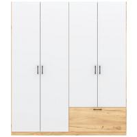 Omara Za Oblačila Mila, Barva Hrasta, Bela - črna/bela, Konvencionalno, umetna masa/leseni material (180/210/54cm)