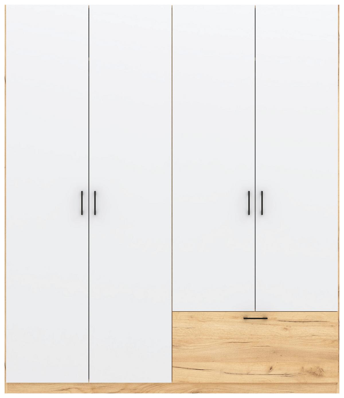 Omara Za Oblačila Mila, Barva Hrasta, Bela - črna/bela, Konvencionalno, umetna masa/leseni material (180/210/54cm)