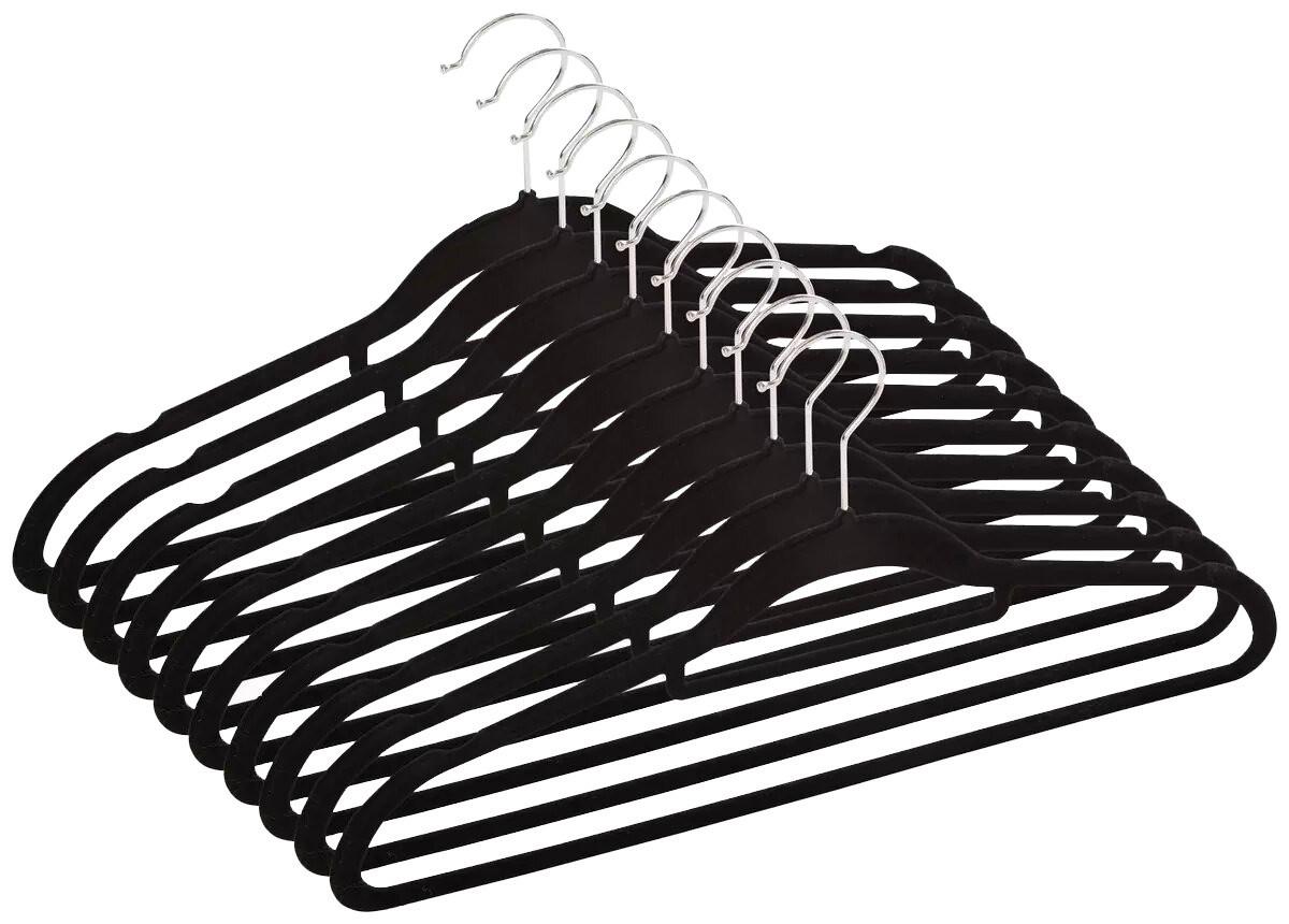 Kleiderbügelset Velvet in Grau/Schwarz - Schwarz, MODERN, Kunststoff/Textil - Mömax