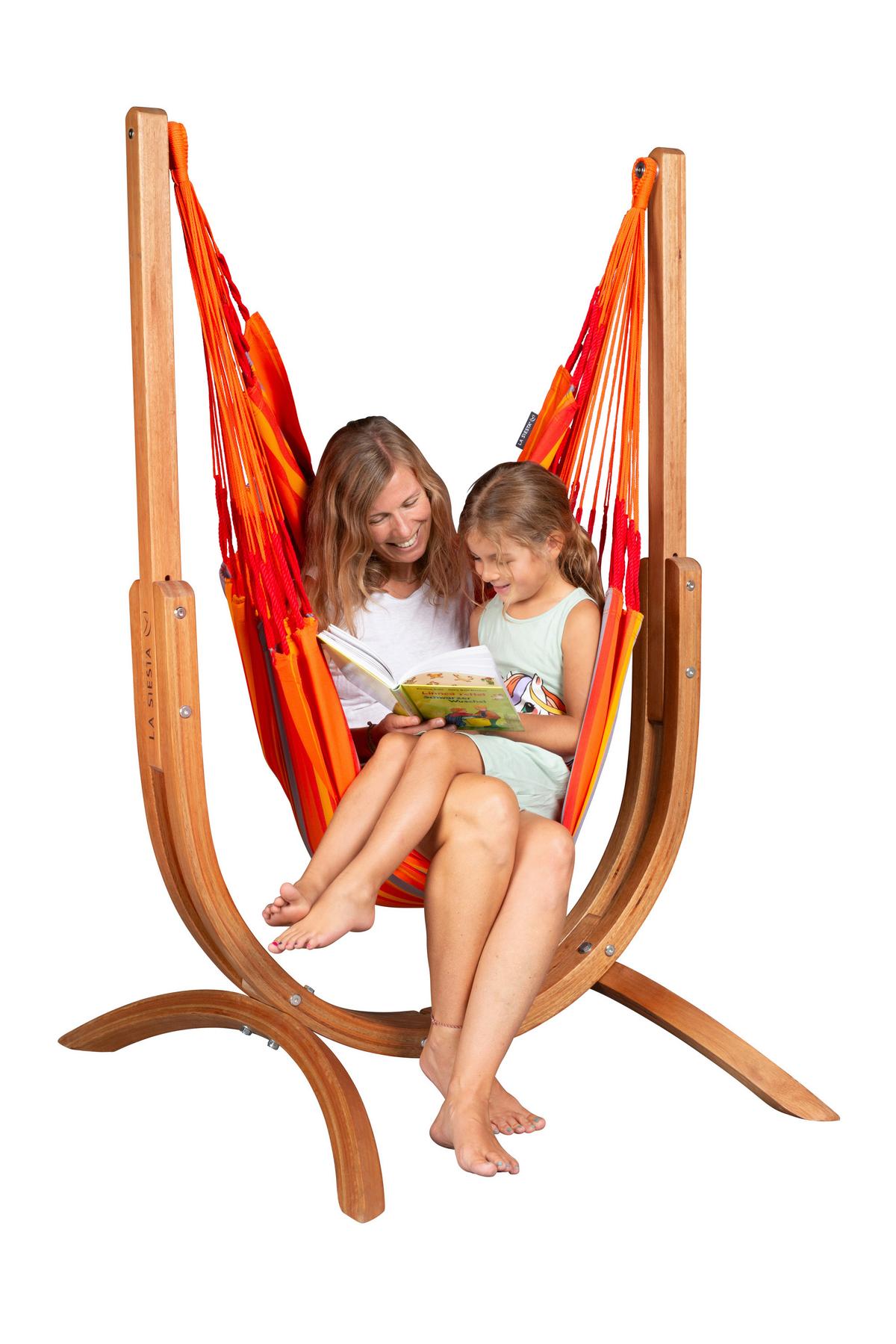 Hängematte Hammock Echtholz Gelb/Grau/Naturfarben - Eukalyptusholzfarben/Gelb, KONVENTIONELL, Holz/Textil (100/152/92cm) - La Siesta