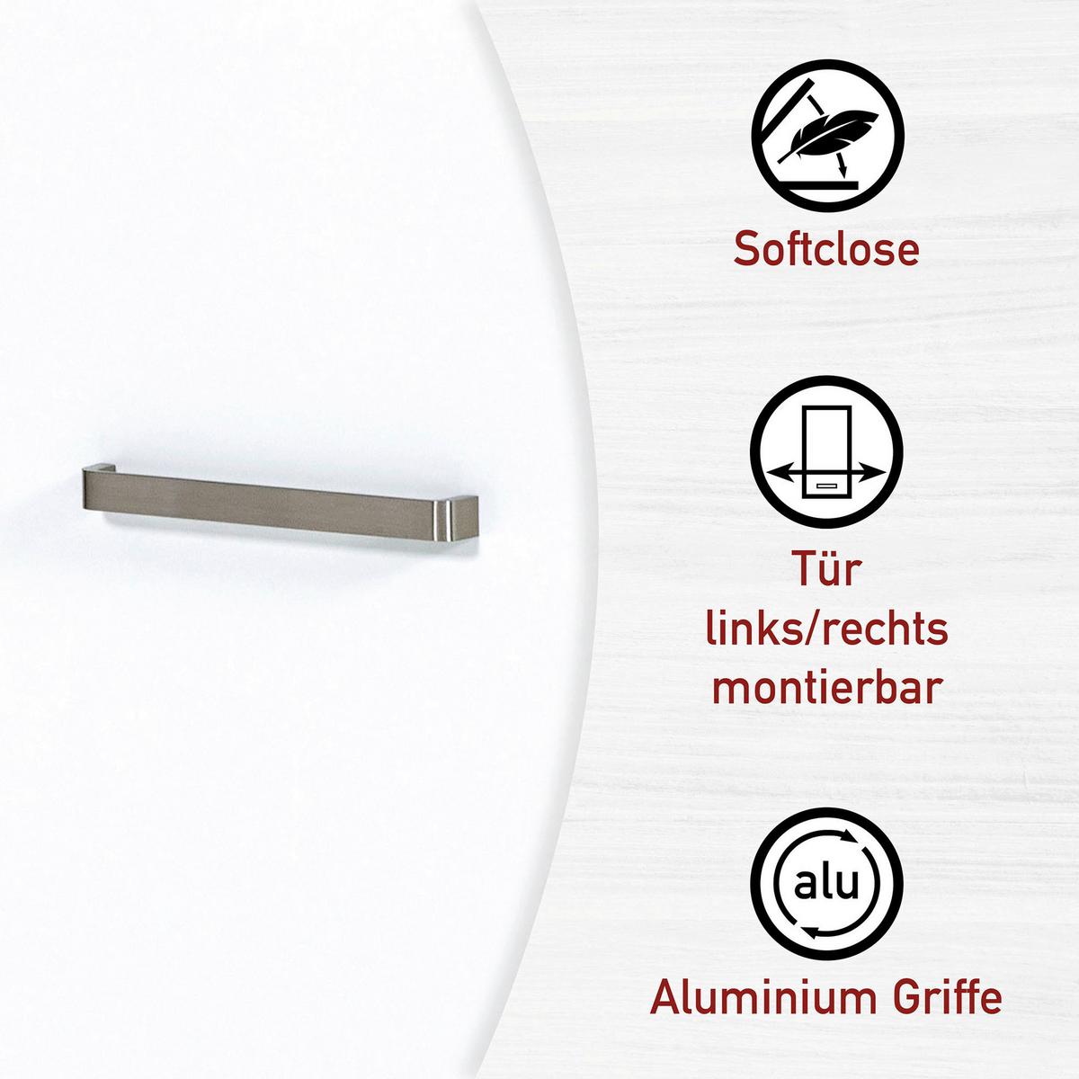 Küchenleerblock Bundle 9-Sorba o. Geräte Weiß - Silberfarben/Weiß, MODERN, Glas/Holzwerkstoff (430/227/60cm) - home24