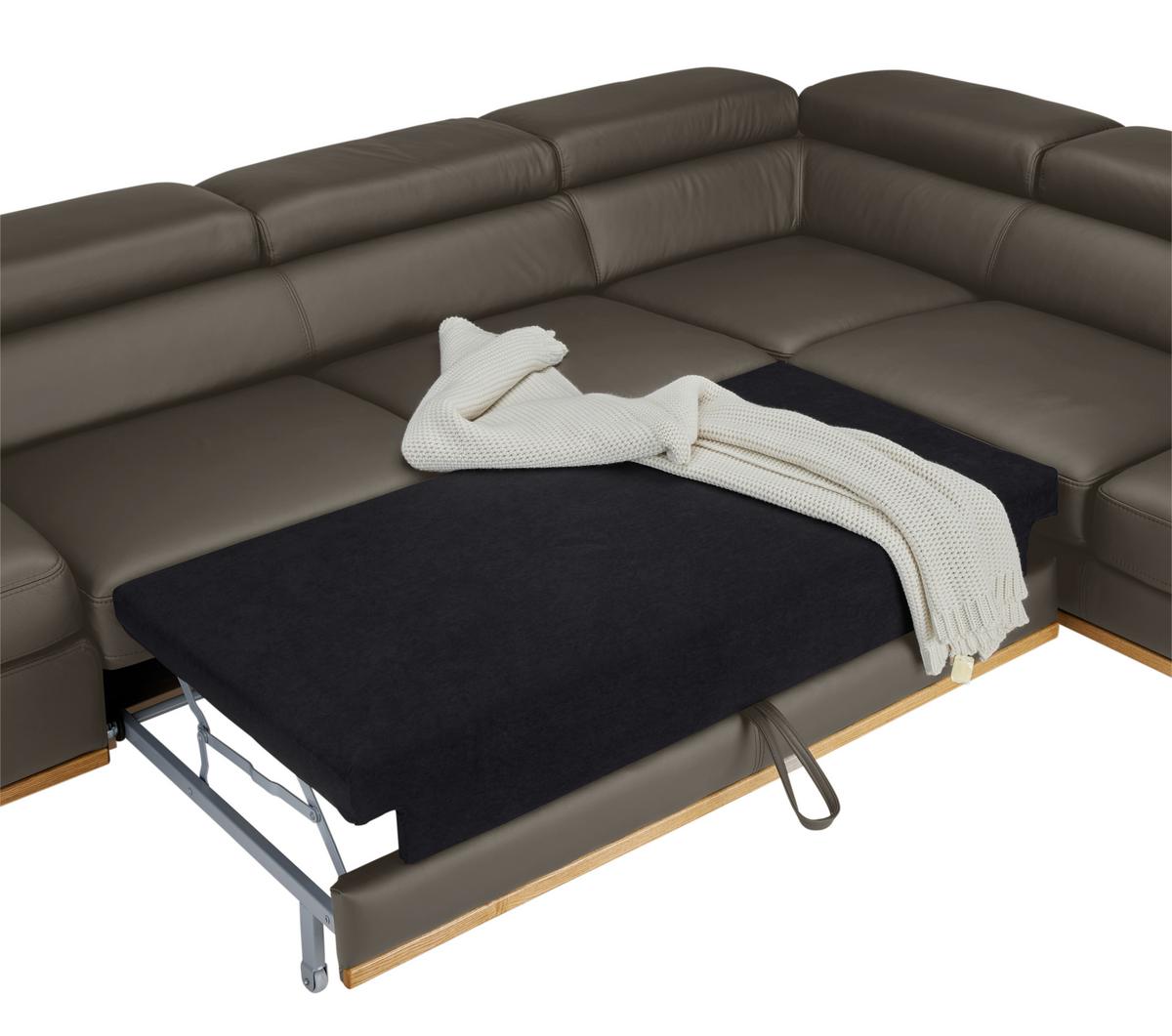 Wohnlandschaft Carmen rechts Dunkelgrau - Dunkelgrau/Schwarz, MODERN, Leder/Holz (292/72/226cm) - Premium Living