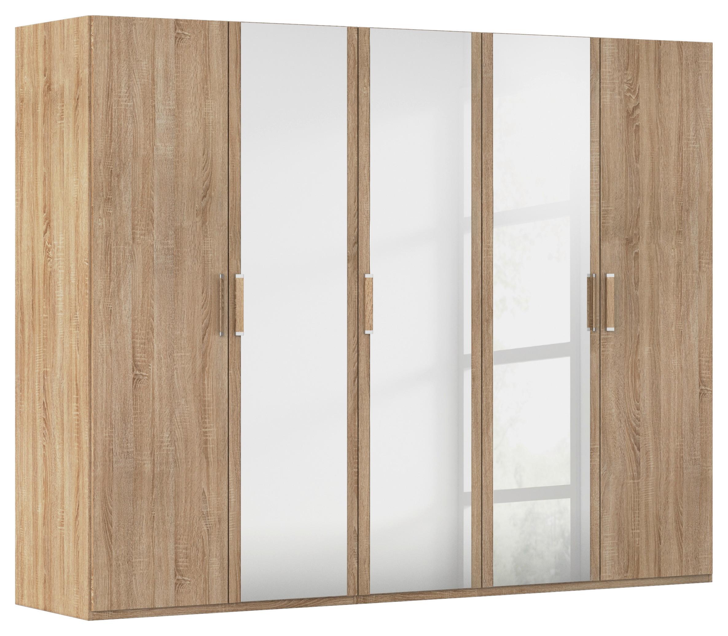 Omara S Klasičnimi Vrati Evelyn, Barva Hrasta - srebrne barve/hrast sonoma, Design, umetna masa/steklo (251/197/60cm) - Novel