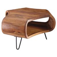 Couchtisch Sheesham massiv ca. 55x55 cm - Sheeshamfarben/Schwarz, Design, Holz/Metall (55/55/38cm) - MID.YOU